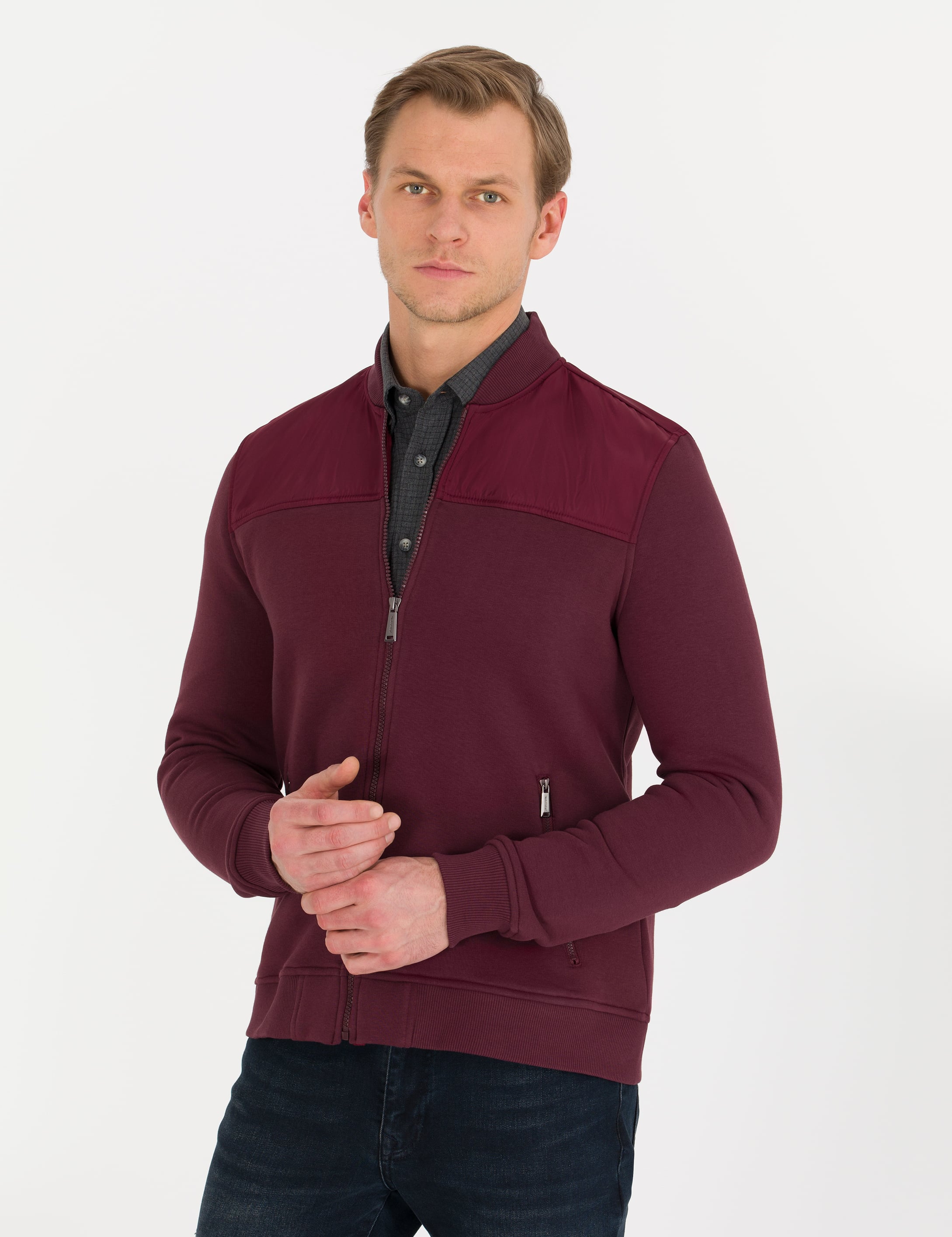 Bordo Regular Fit Hırka