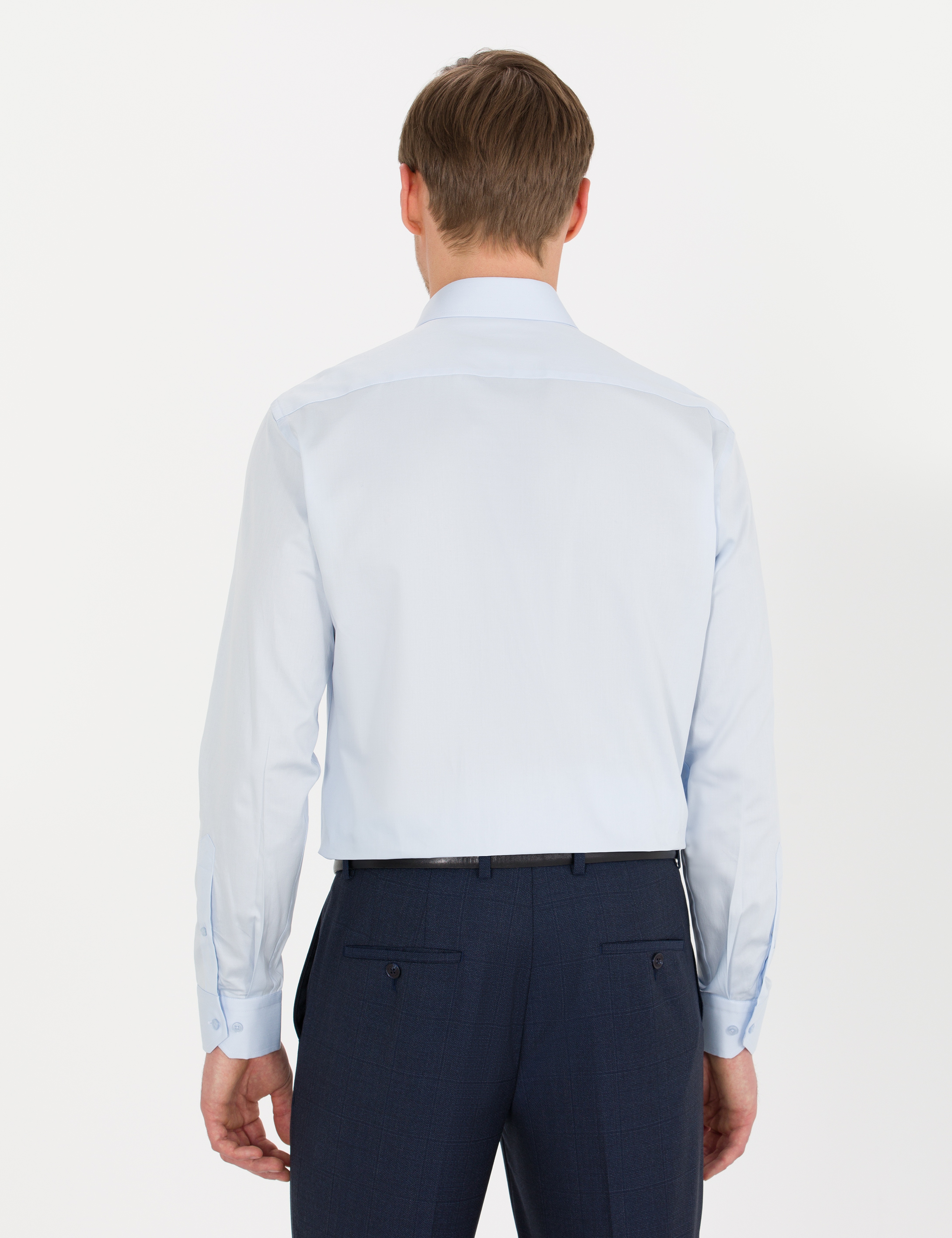 Açık Mavi Regular Fit Uzun Kollu Klasik Gömlek - Image 5