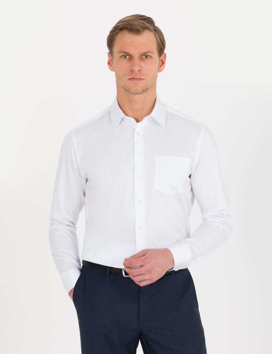 Beyaz Regular Fit Uzun Kollu Klasik Gömlek