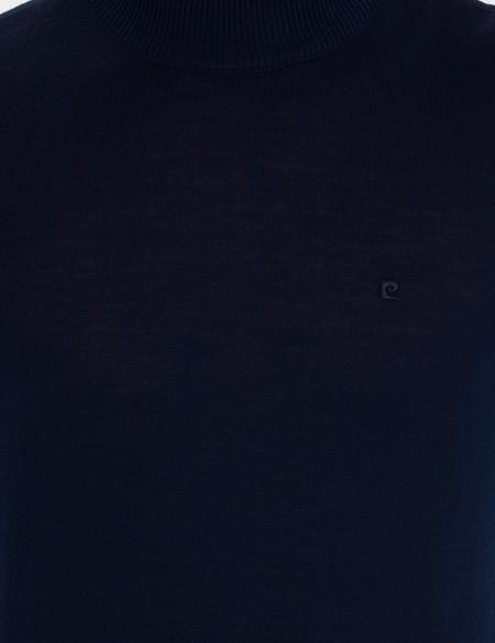 Lacivert Slim Fit Yarım Balıkçı Yaka Yün Karışımlı Basic Triko Kazak - 50257313013