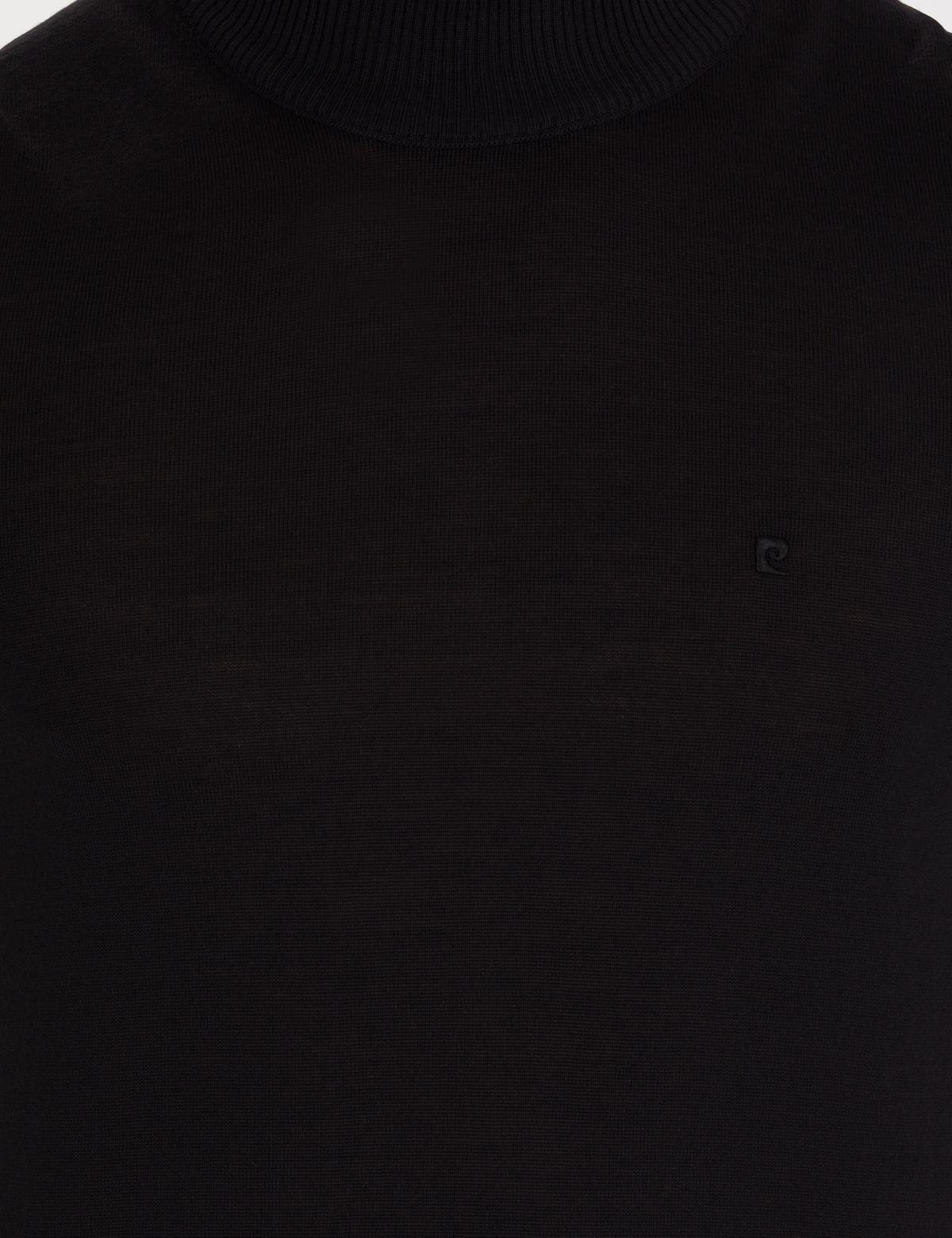 Siyah Slim Fit Yarım Balıkçı Yaka Yün Karışımlı Basic Triko Kazak - 50257313031