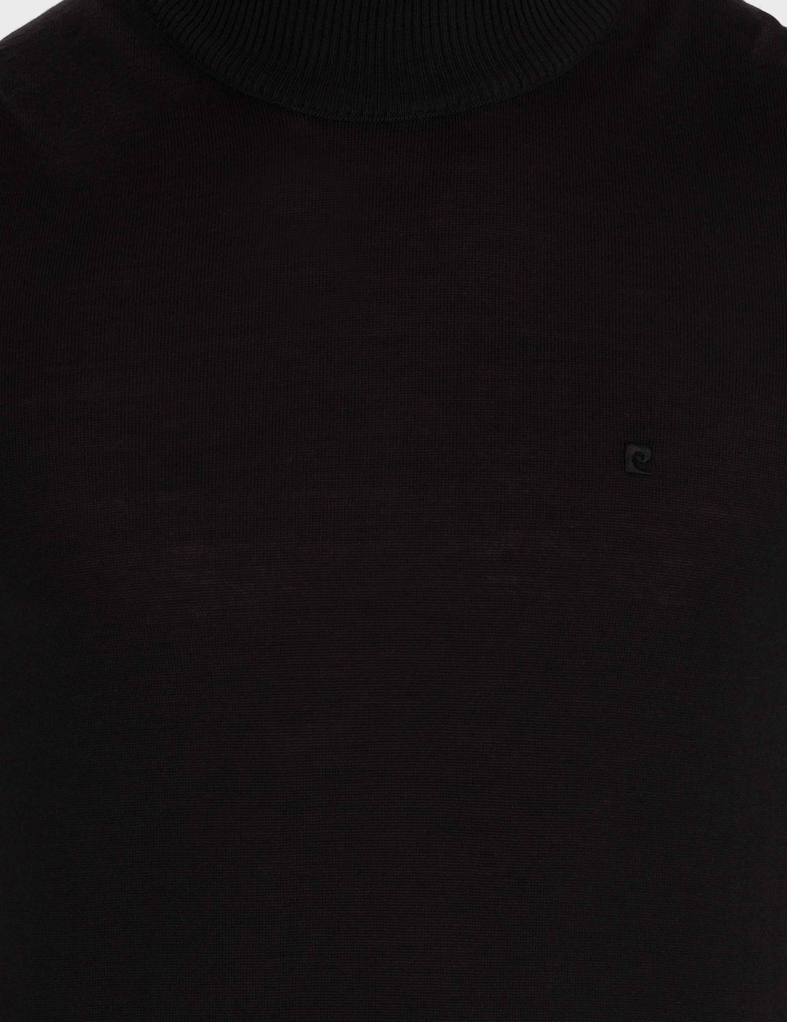 Siyah Slim Fit Yarım Balıkçı Yaka Yün Karışımlı Basic Triko Kazak