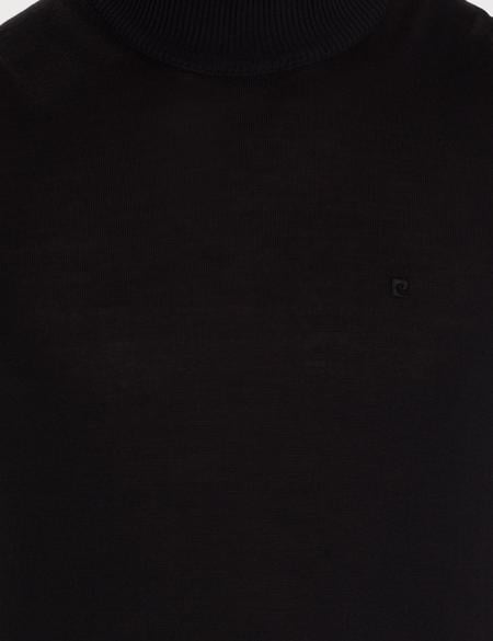 Siyah Slim Fit Yarım Balıkçı Yaka Yün Karışımlı Basic Triko Kazak - 50257313031