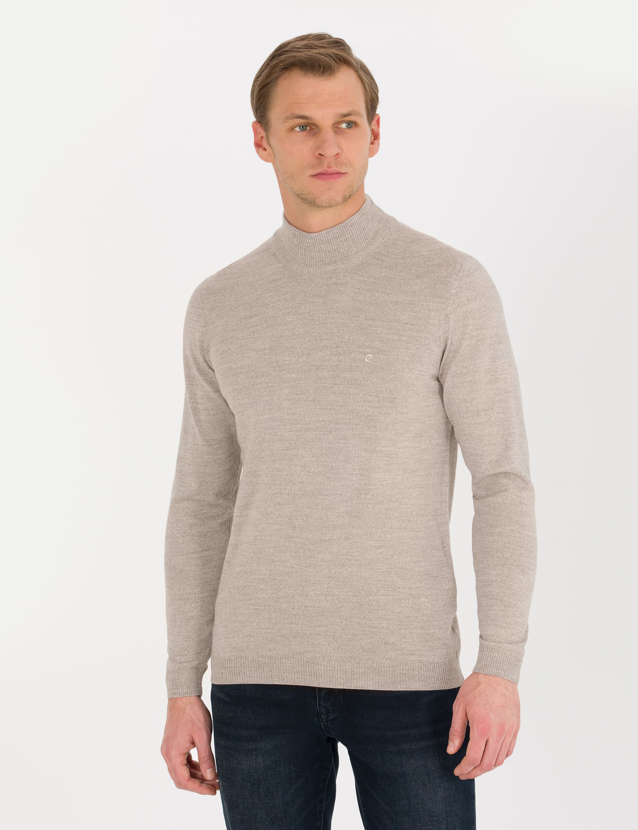 Pierre Cardin Taş Slim Fit Yarım Balıkçı Yaka Yün Karışımlı Basic Triko Kazak görsel 4