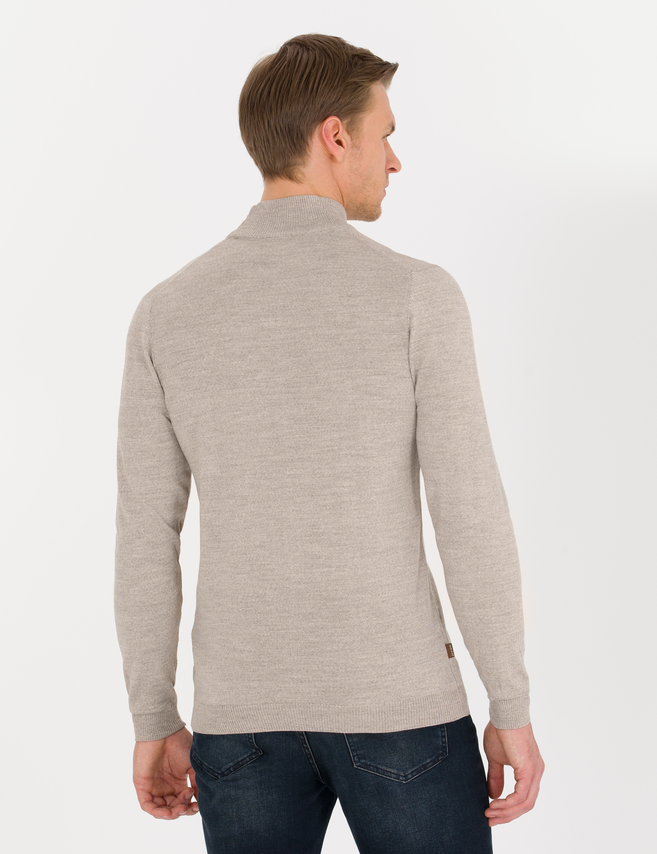 Pierre Cardin Taş Slim Fit Yarım Balıkçı Yaka Yün Karışımlı Basic Triko Kazak görsel 5