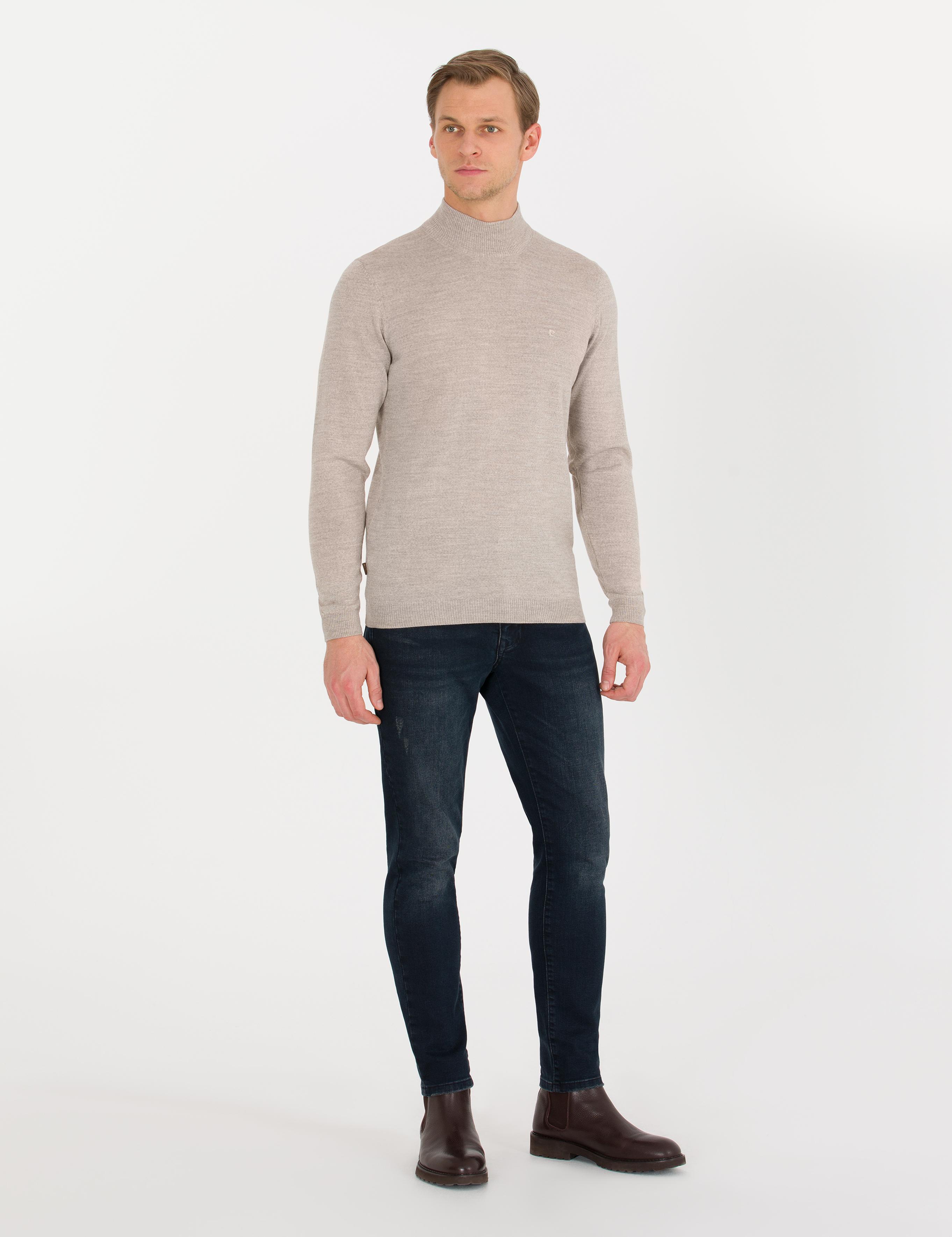 Taş Slim Fit Yarım Balıkçı Yaka Yün Karışımlı Basic Triko Kazak