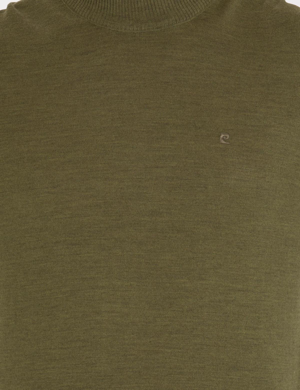 Açık Yeşil Slim Fit Yarım Balıkçı Yaka Yün Karışımlı Basic Triko Kazak - 50257313058