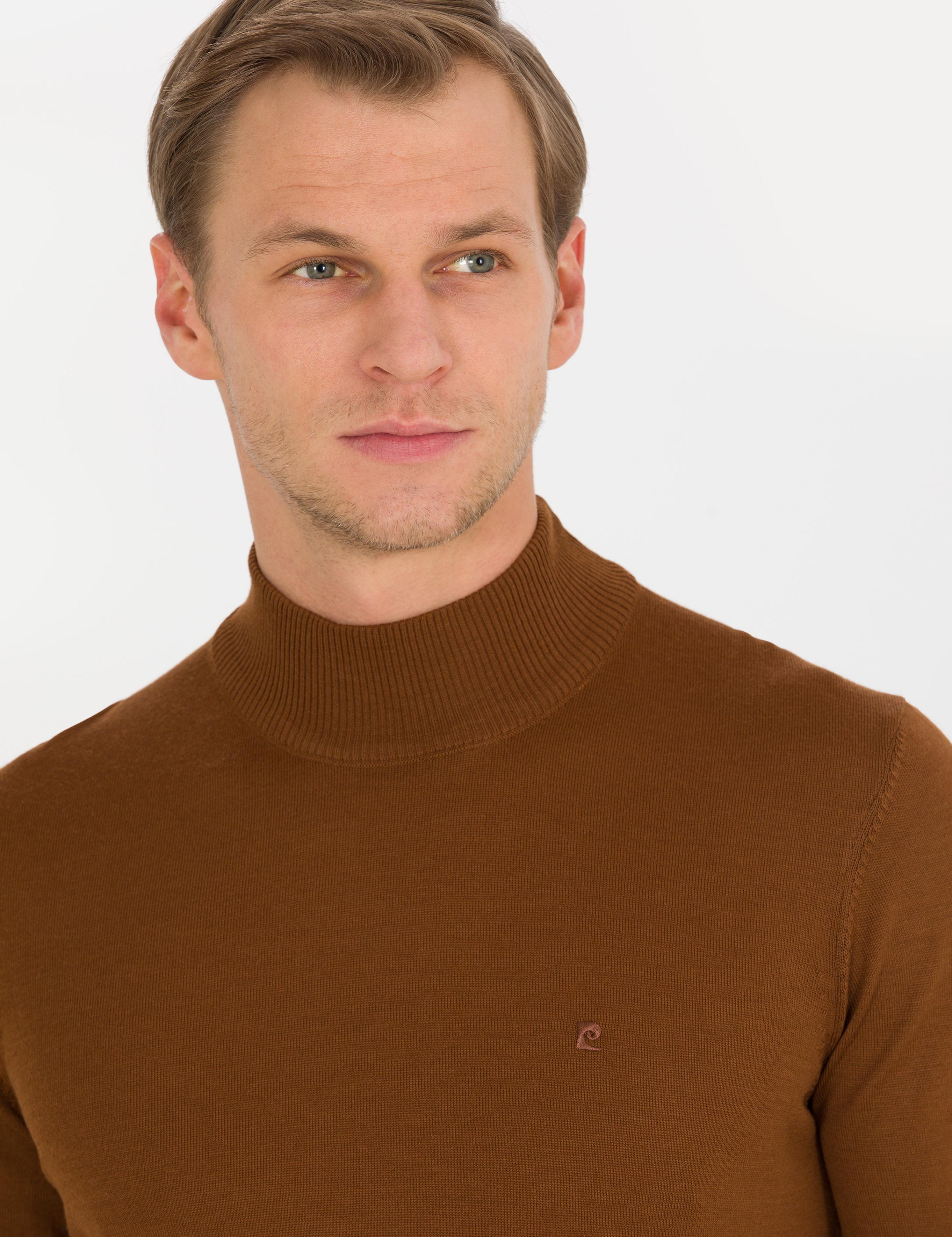 Taba Slim Fit Yarım Balıkçı Yaka Yün Karışımlı Basic Triko Kazak