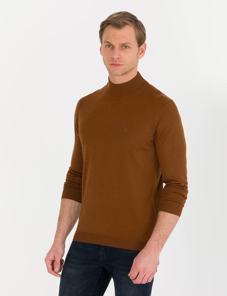 Taba Slim Fit Yarım Balıkçı Yaka Yün Karışımlı Basic Triko Kazak - 50257313067