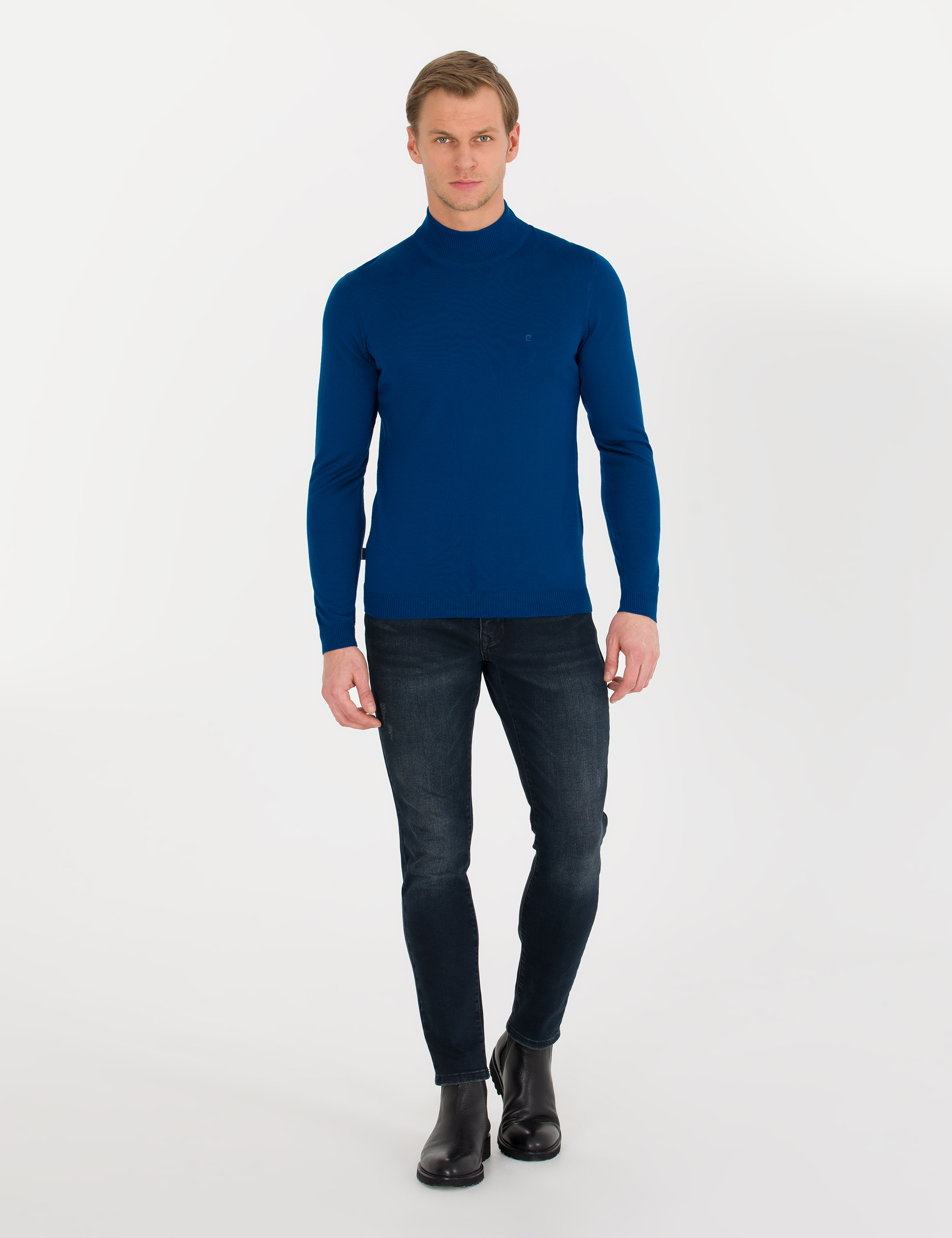 İndigo Slim Fit Yarım Balıkçı Yaka Yün Karışımlı Basic Triko Kazak - Image 3