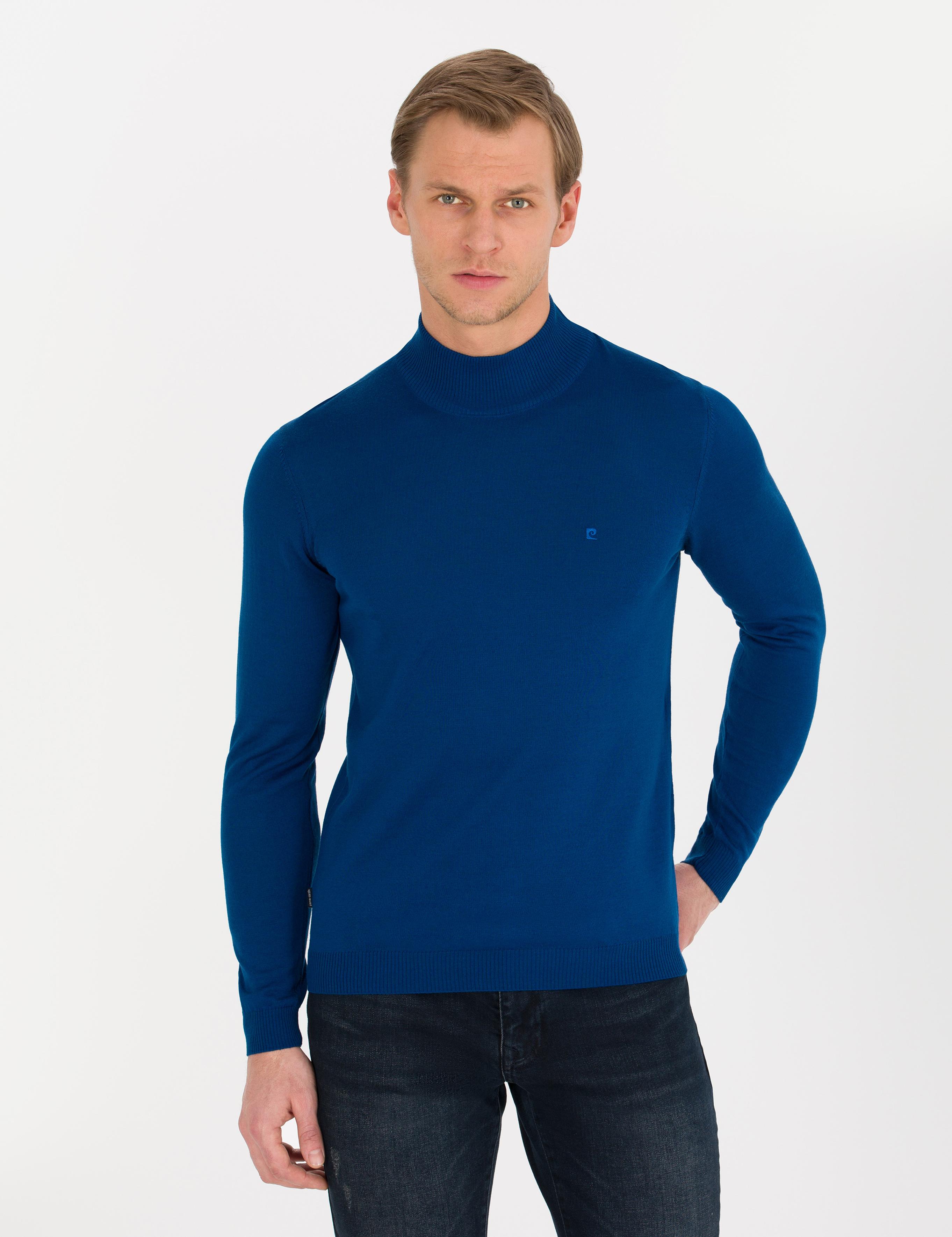 İndigo Slim Fit Yarım Balıkçı Yaka Yün Karışımlı Basic Triko Kazak