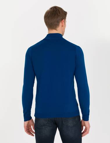 İndigo Slim Fit Yarım Balıkçı Yaka Yün Karışımlı Basic Triko Kazak