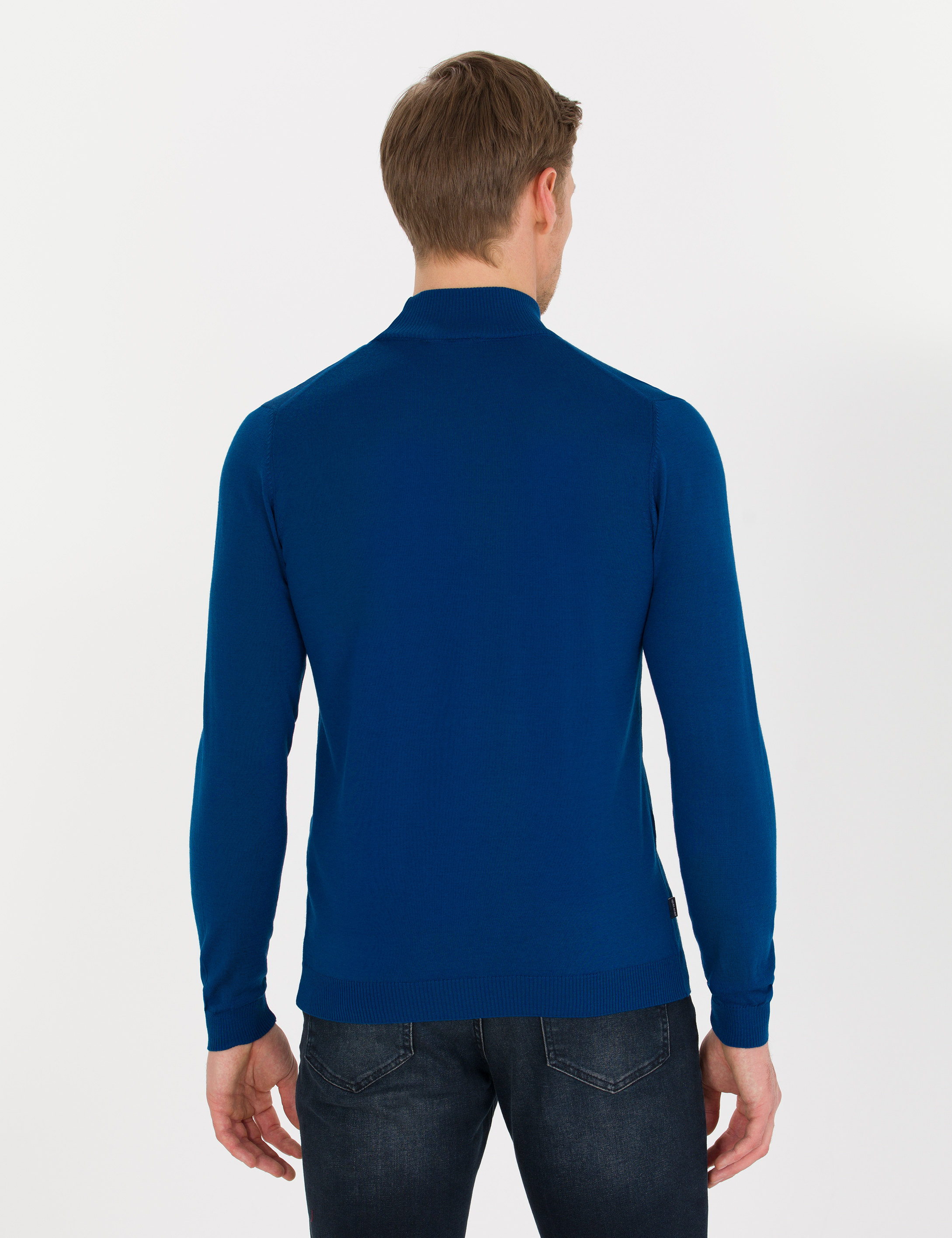 İndigo Slim Fit Yarım Balıkçı Yaka Yün Karışımlı Basic Triko Kazak - Image 5