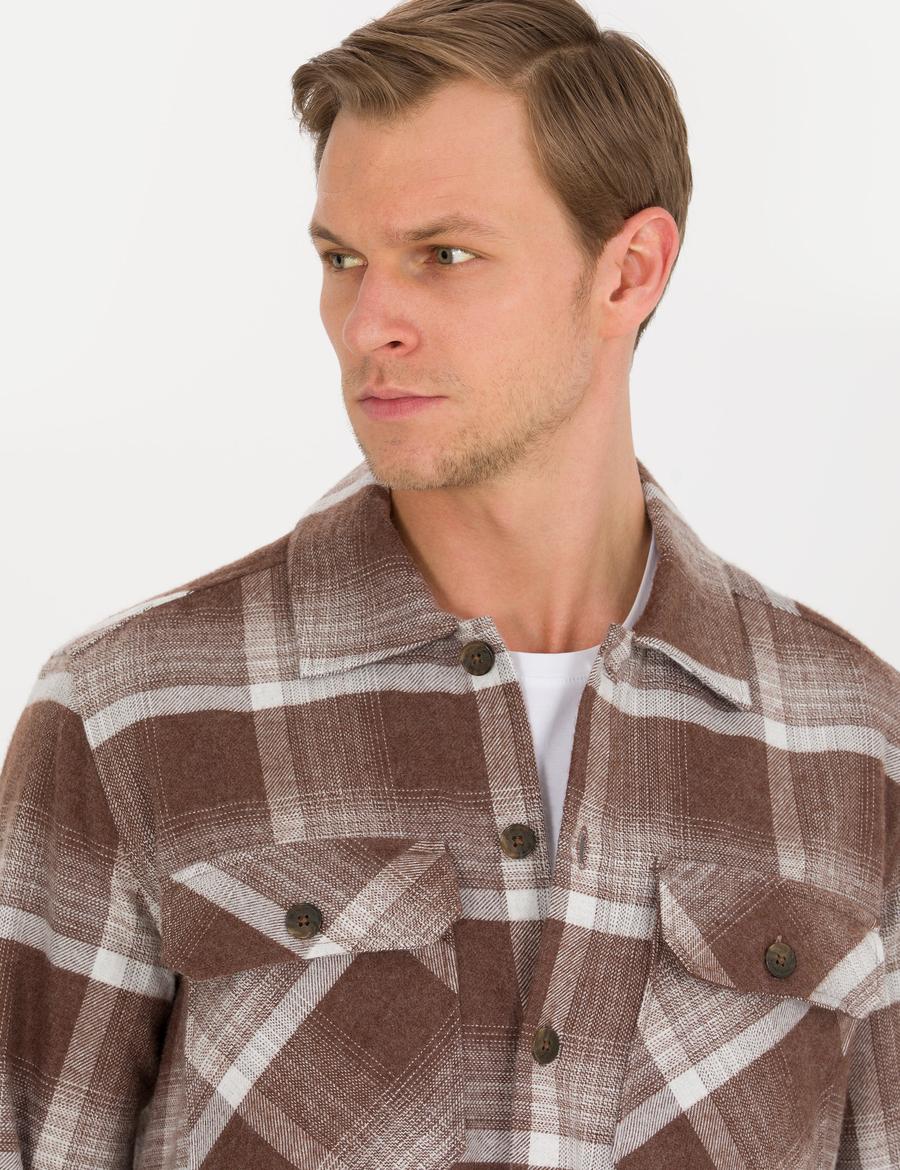 Kahverengi Comfort Fit Uzun Kollu Gömlek