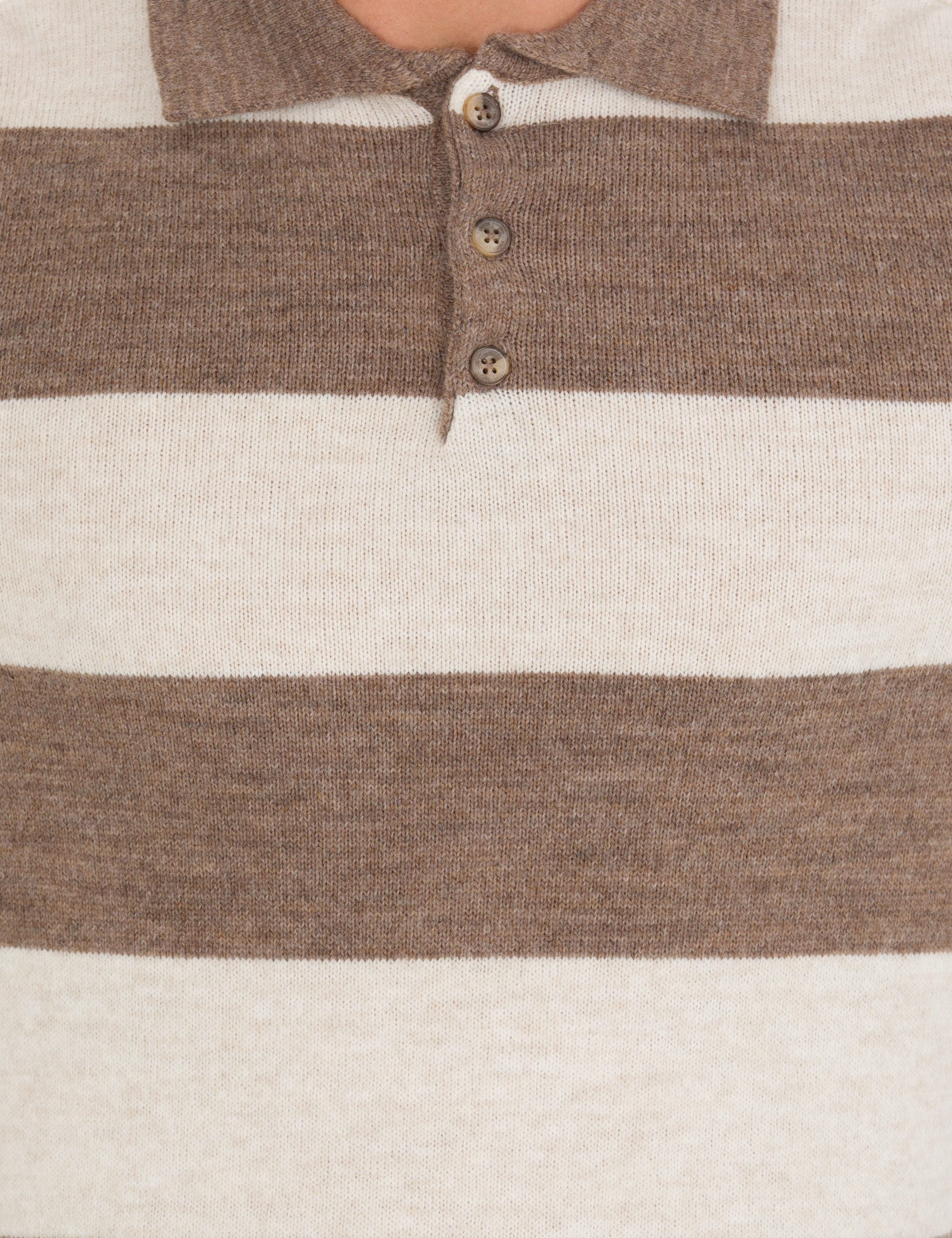 Vizon Melanj Slim Fit Düğmeli Polo Yaka Triko Kazak - Image 6