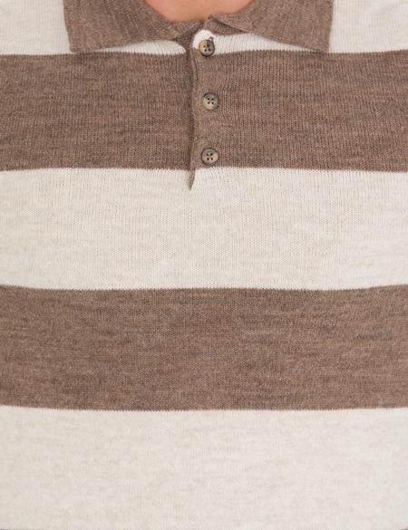 Vizon Melanj Slim Fit Düğmeli Polo Yaka Triko Kazak - 50259786018