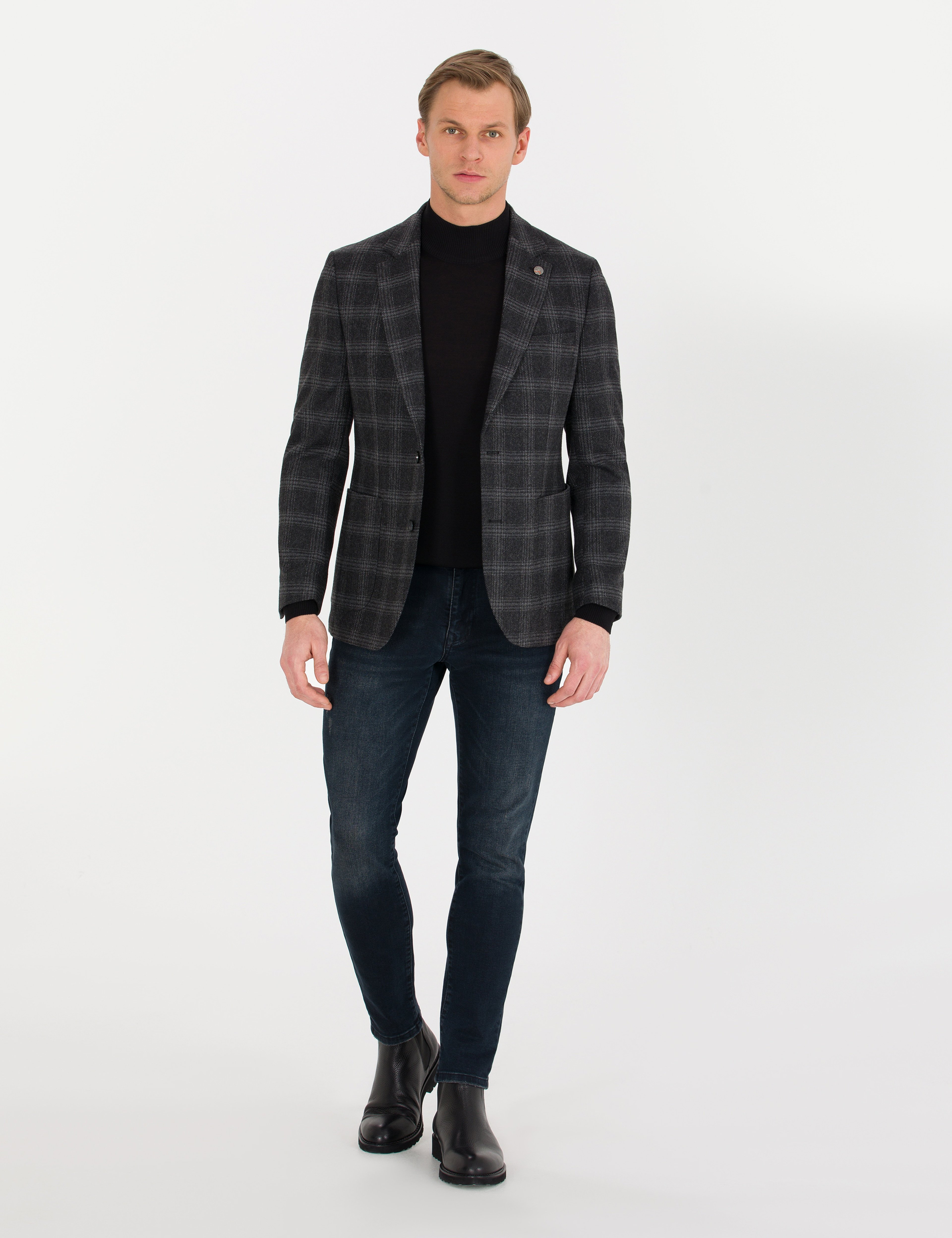 Siyah Ex. Slim Fit Ceket - Image 3