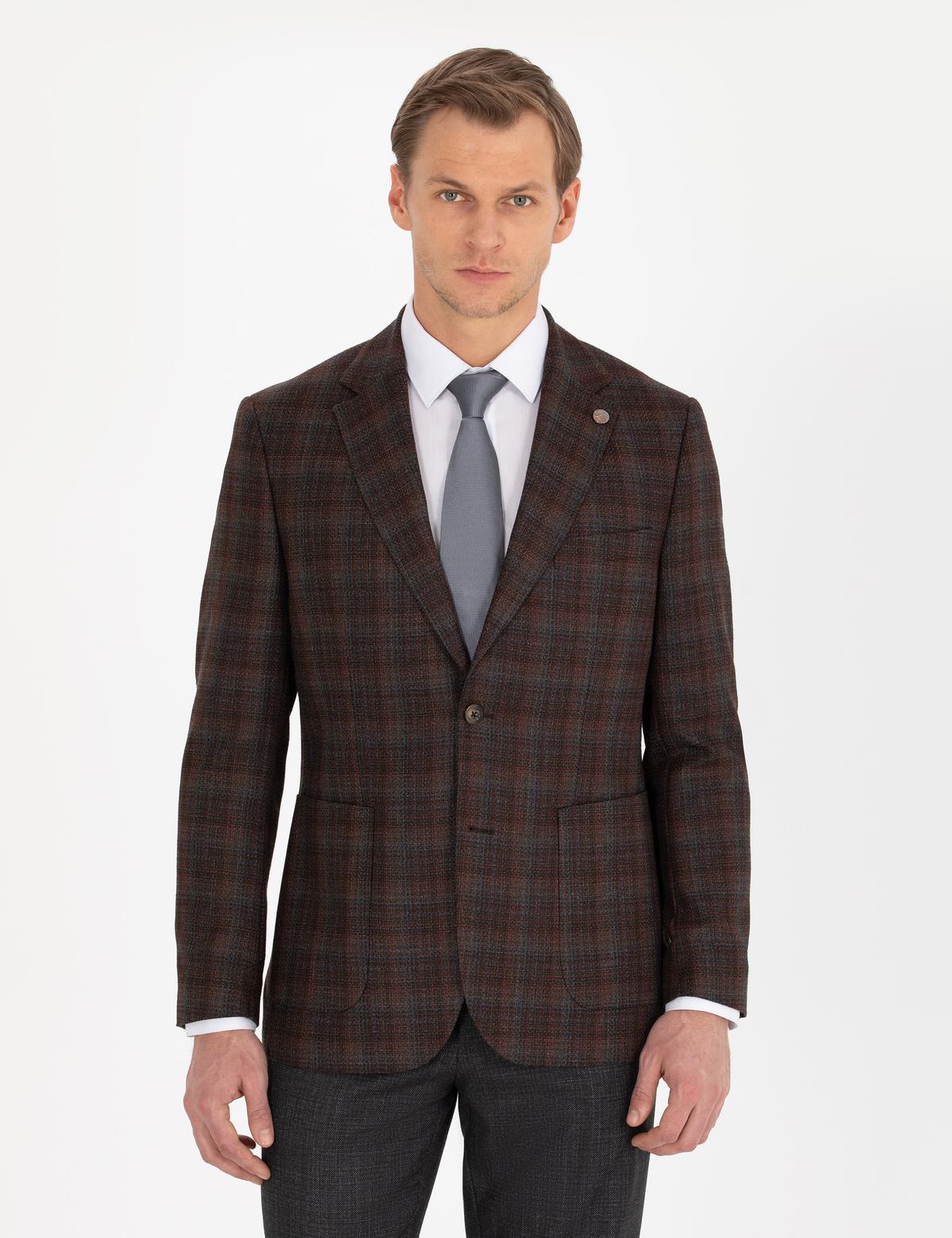 Bordo Slim Fit Ceket - 50256315011