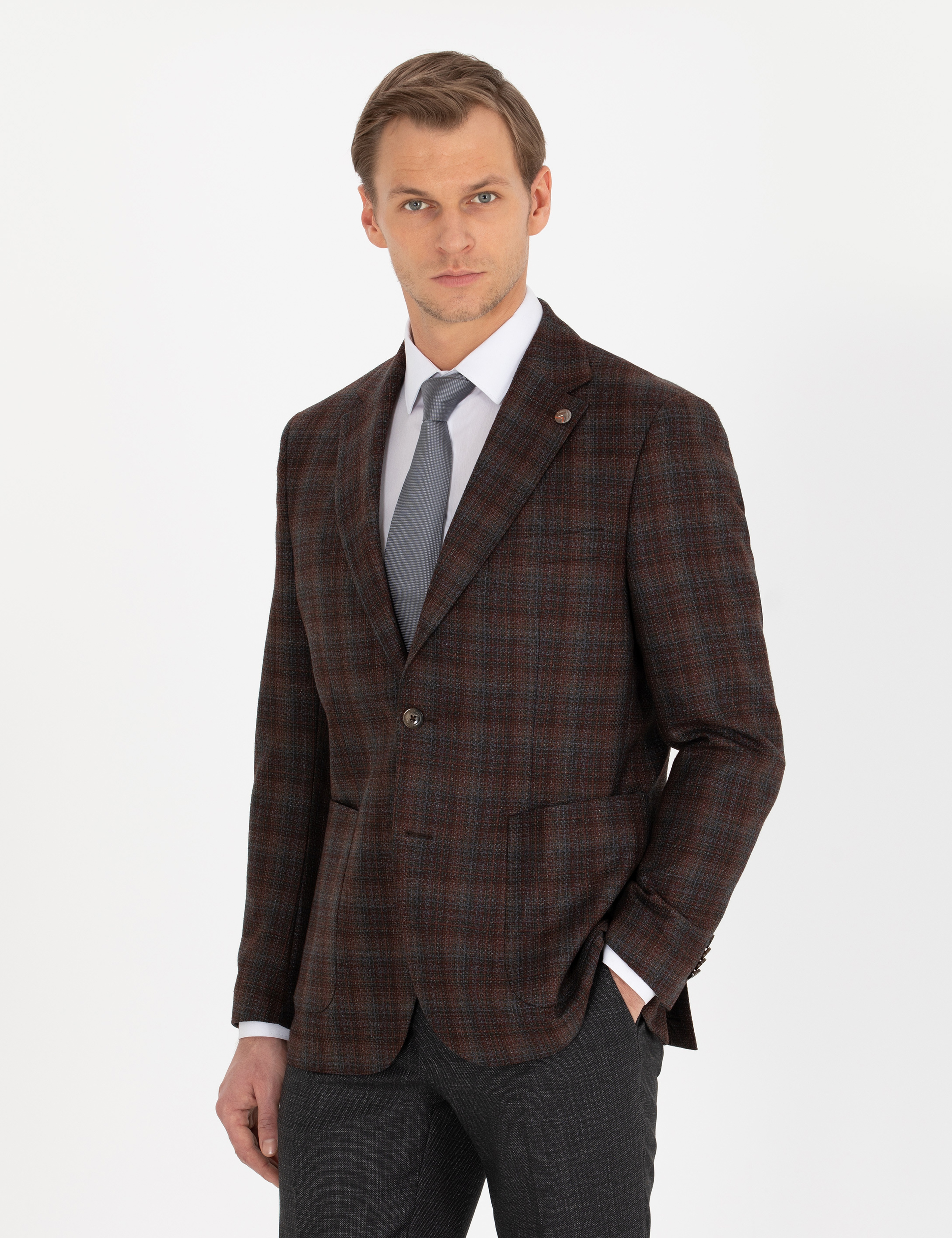Bordo Slim Fit Ceket - Image 1