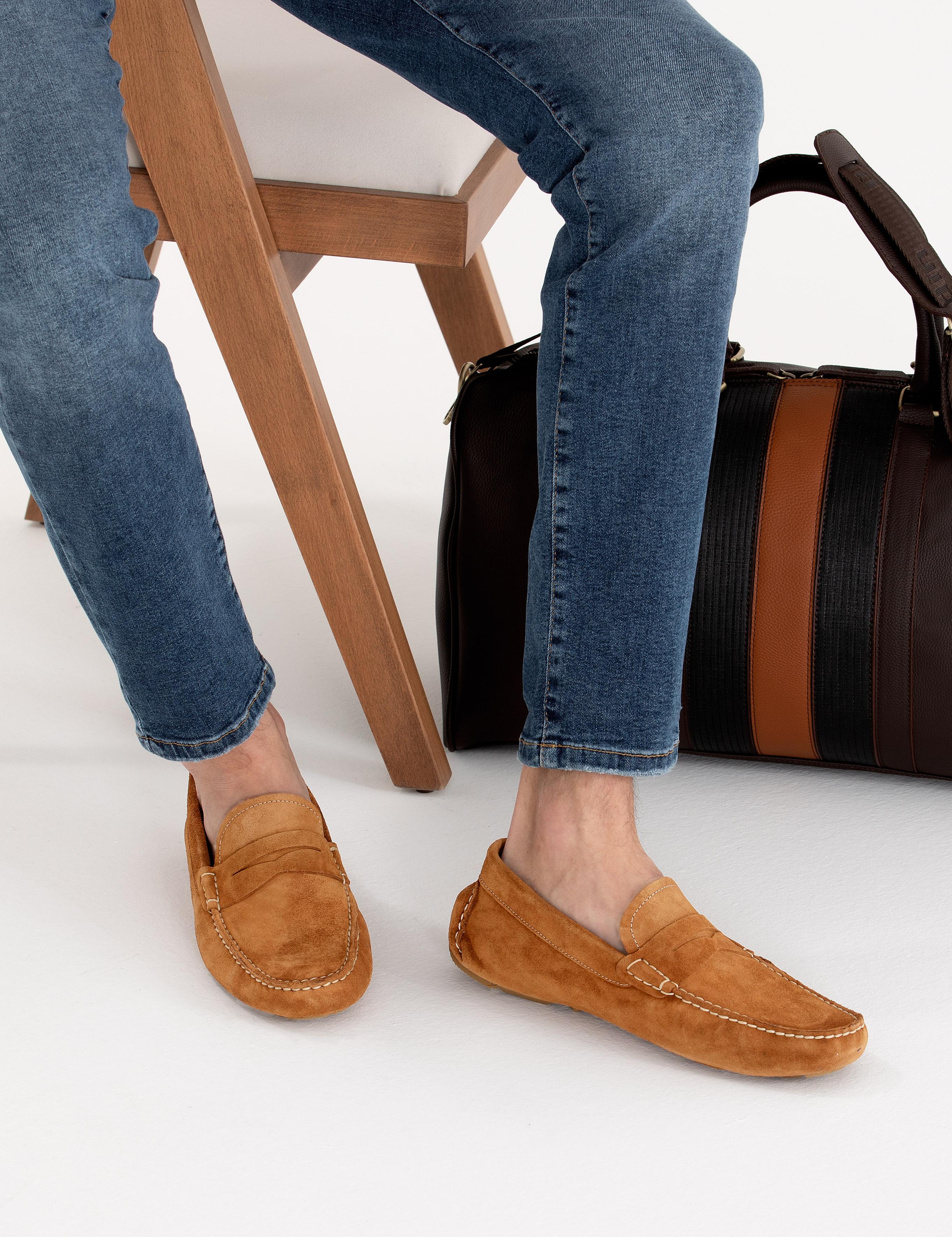 Taba %100 Deri Loafer Ayakkabı