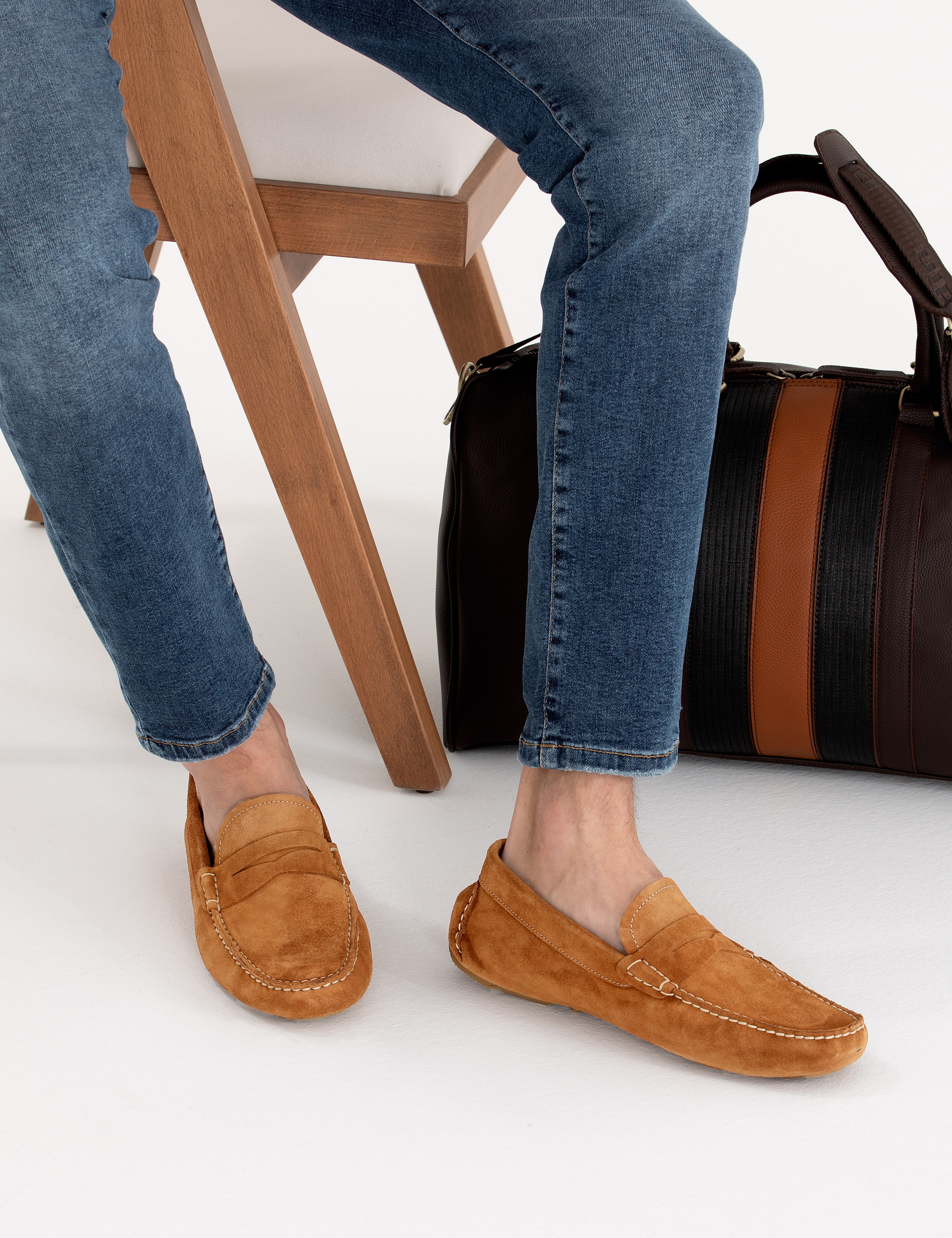 Taba %100 Deri Loafer Ayakkabı - Image 1