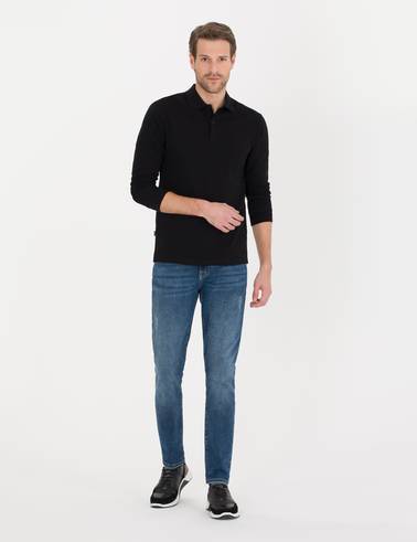 Siyah Slim Fit Basic Sweatshirt