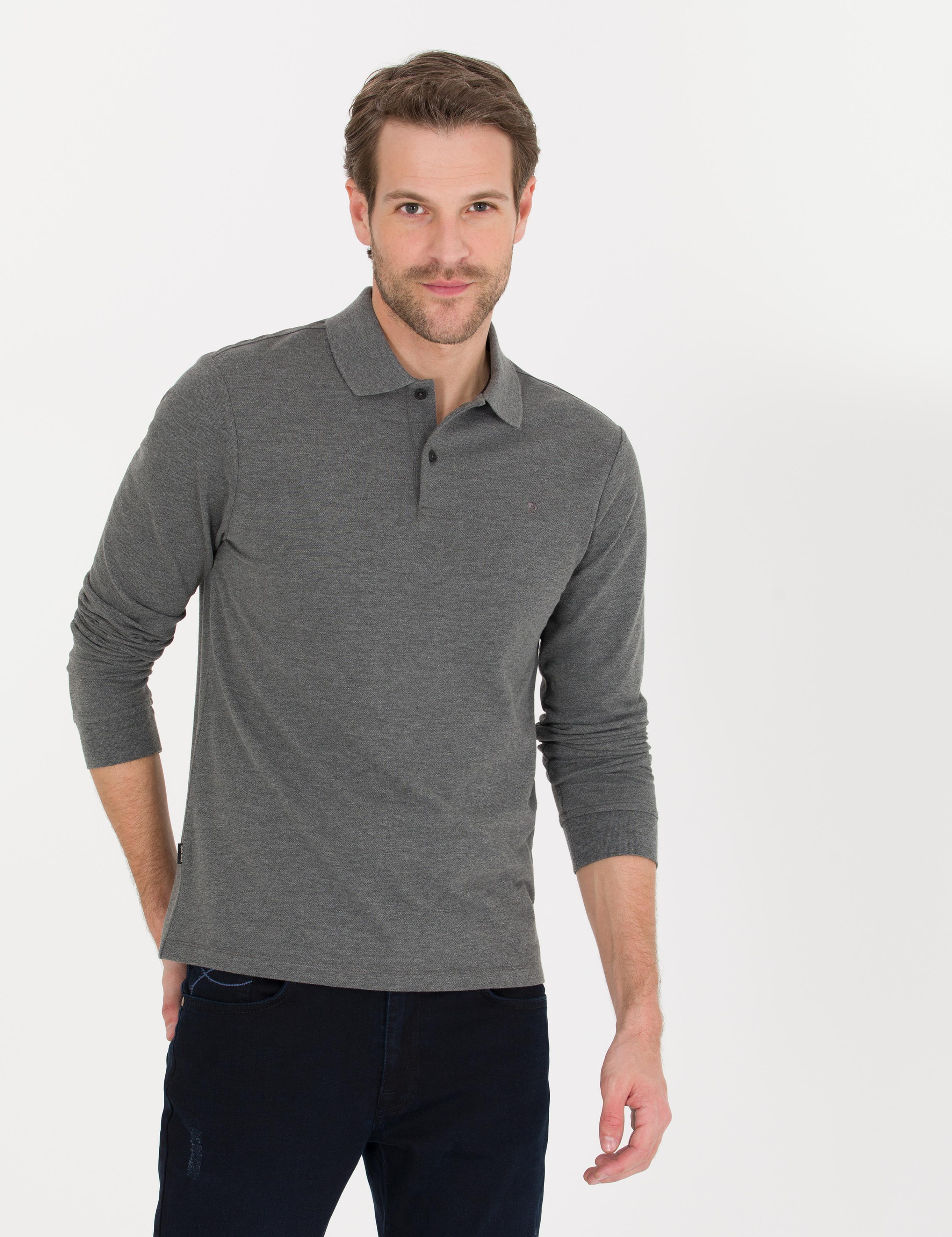 Antrasit Melanj Slim Fit Basic Sweatshirt