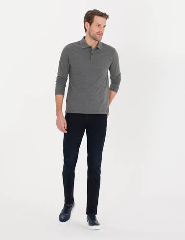 Antrasit Melanj Slim Fit Basic Sweatshirt