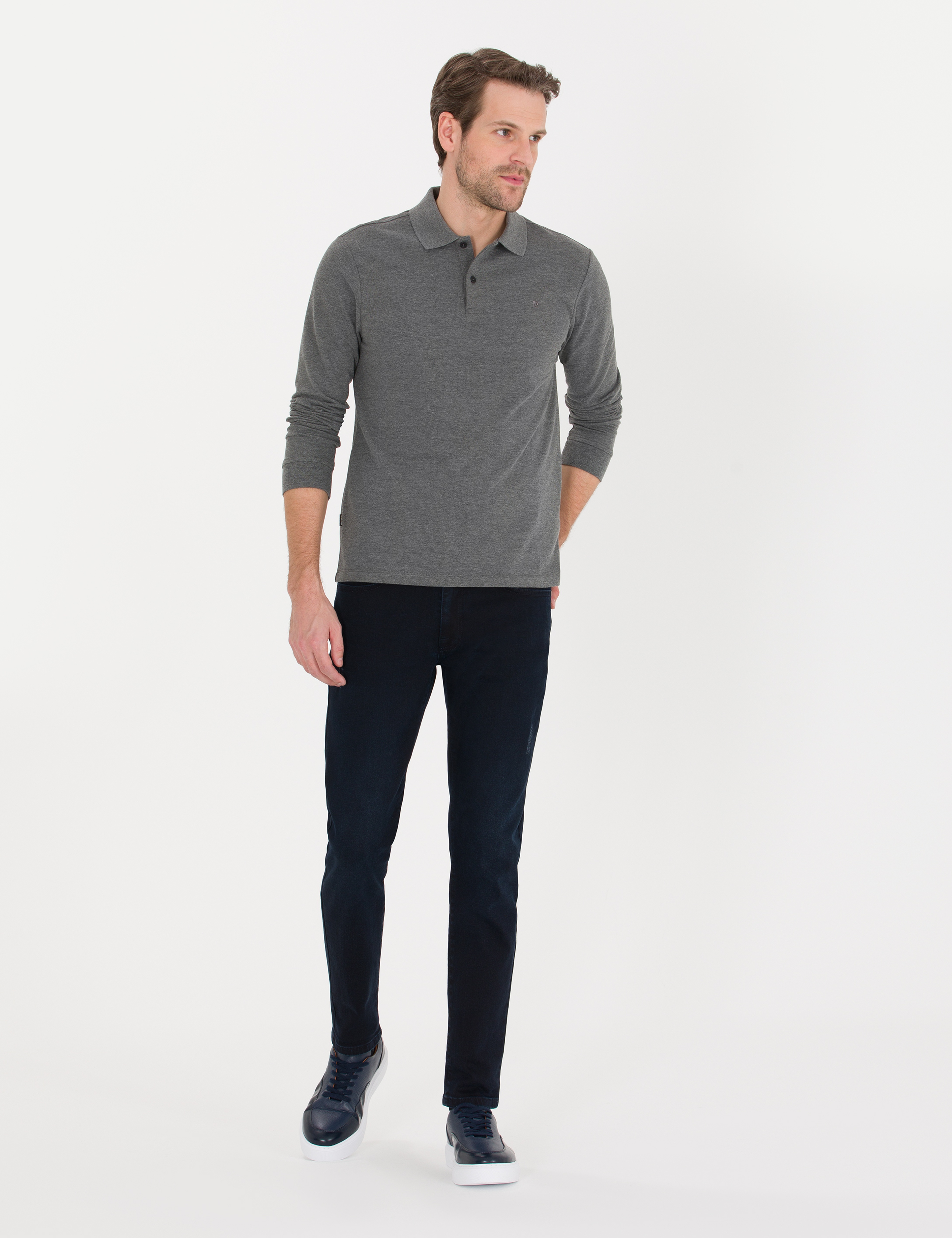 Antrasit Melanj Slim Fit Basic Sweatshirt - Image 3