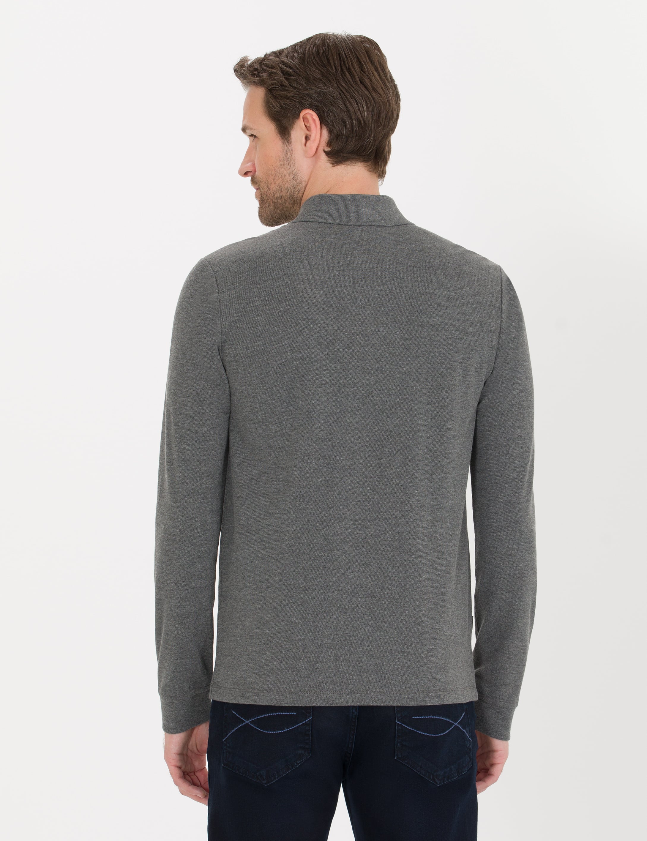 Antrasit Melanj Slim Fit Basic Sweatshirt