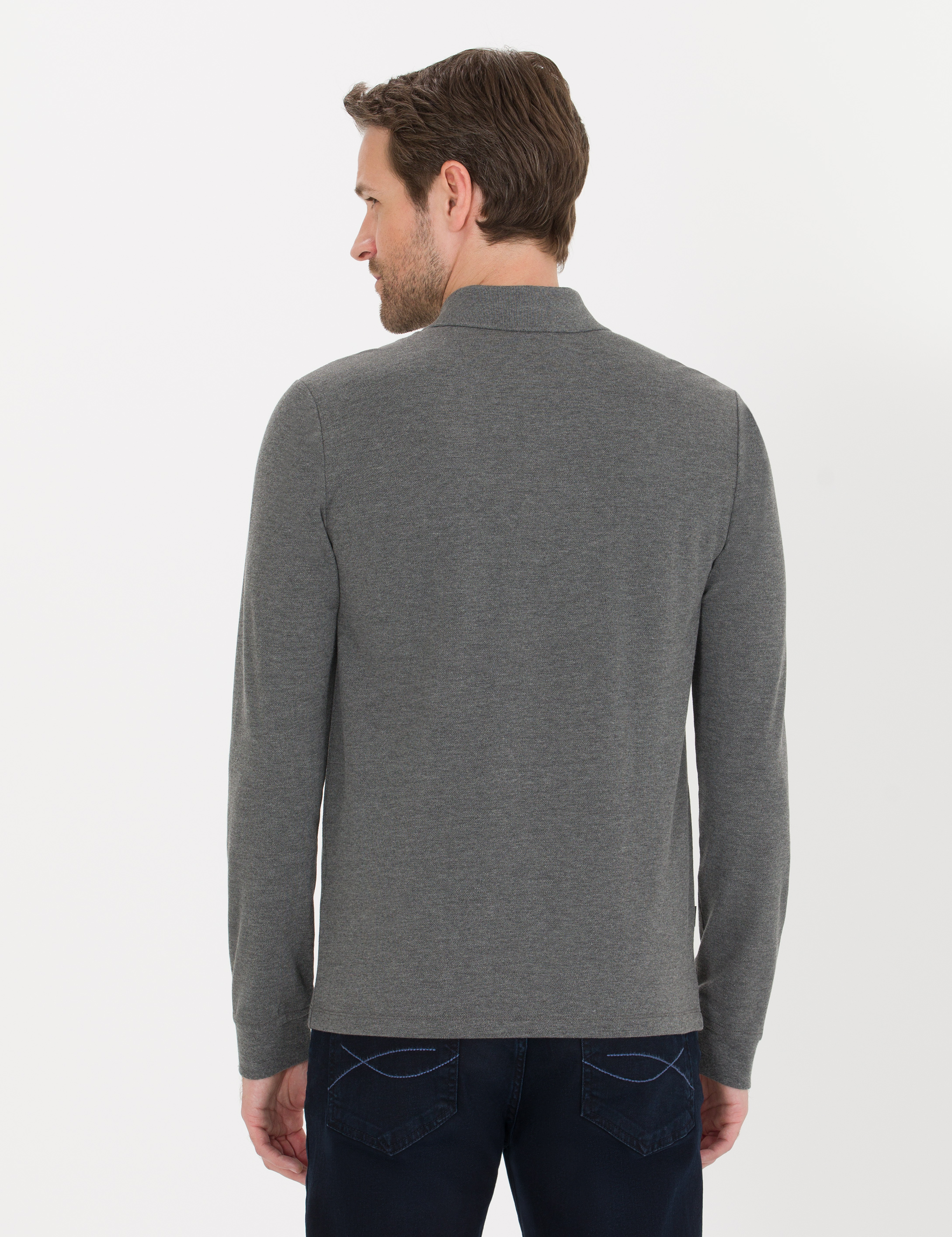 Antrasit Melanj Slim Fit Basic Sweatshirt