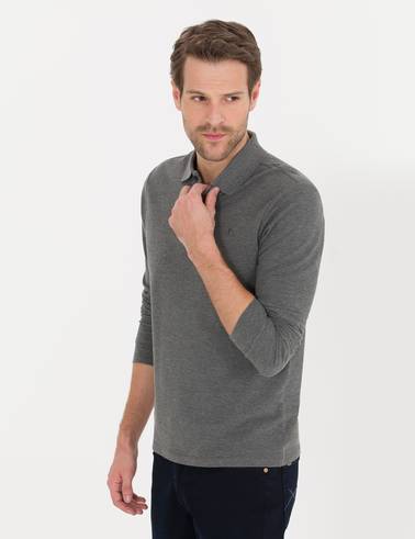 Antrasit Melanj Slim Fit Basic Sweatshirt