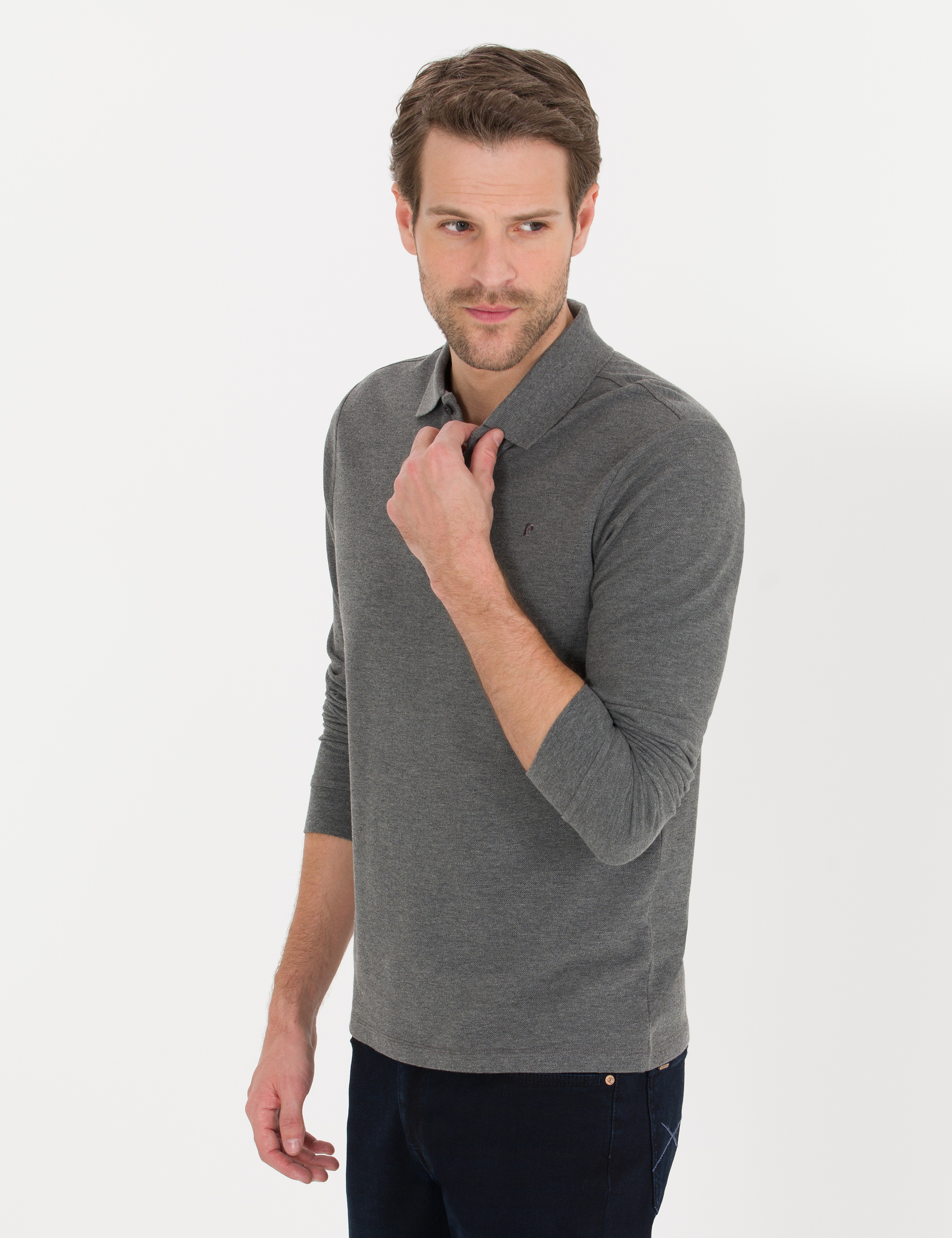 Antrasit Melanj Slim Fit Basic Sweatshirt - Image 1