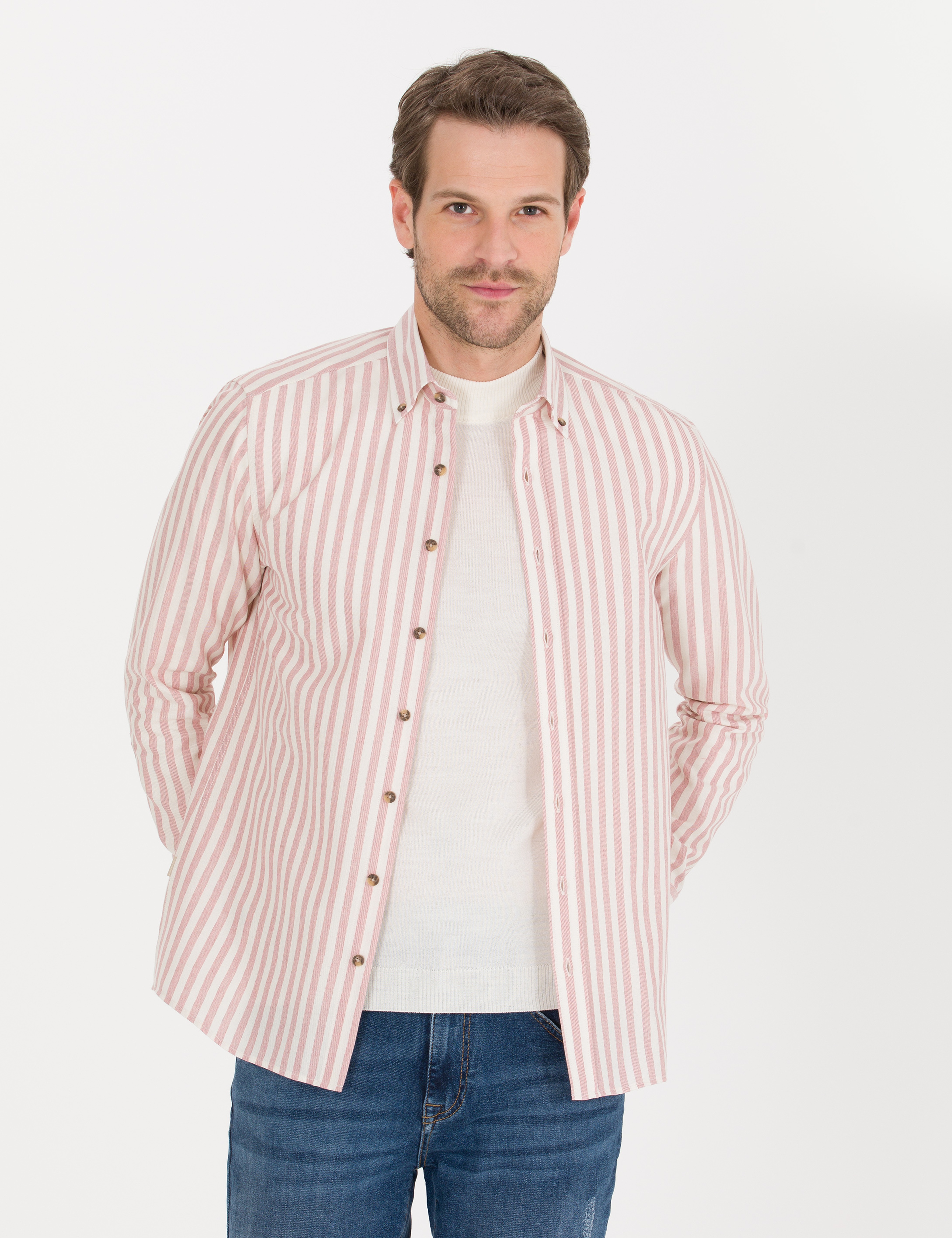 Pembe Regular Fit Uzun Kollu Gömlek - Image 1