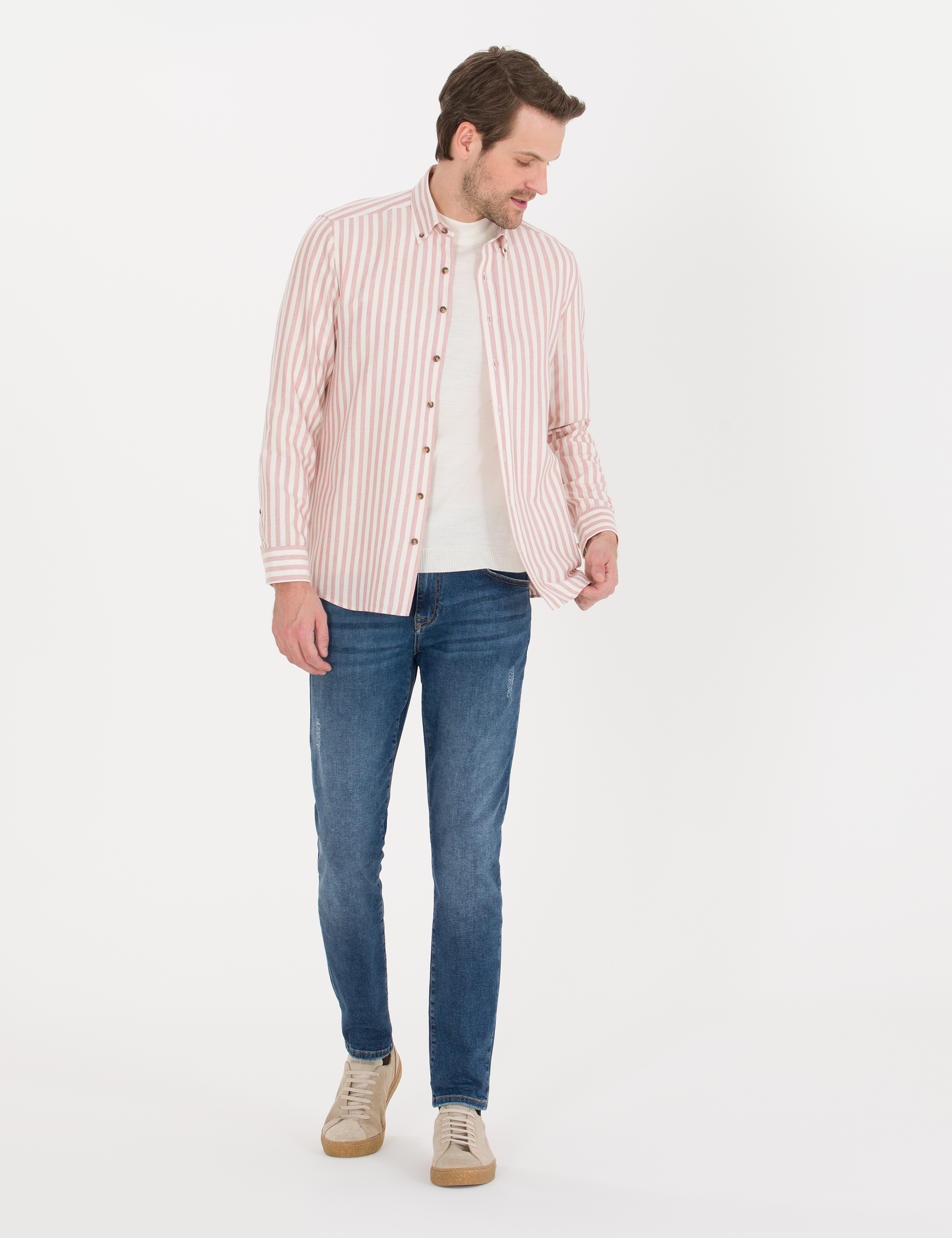 Pembe Regular Fit Uzun Kollu Gömlek - Image 4
