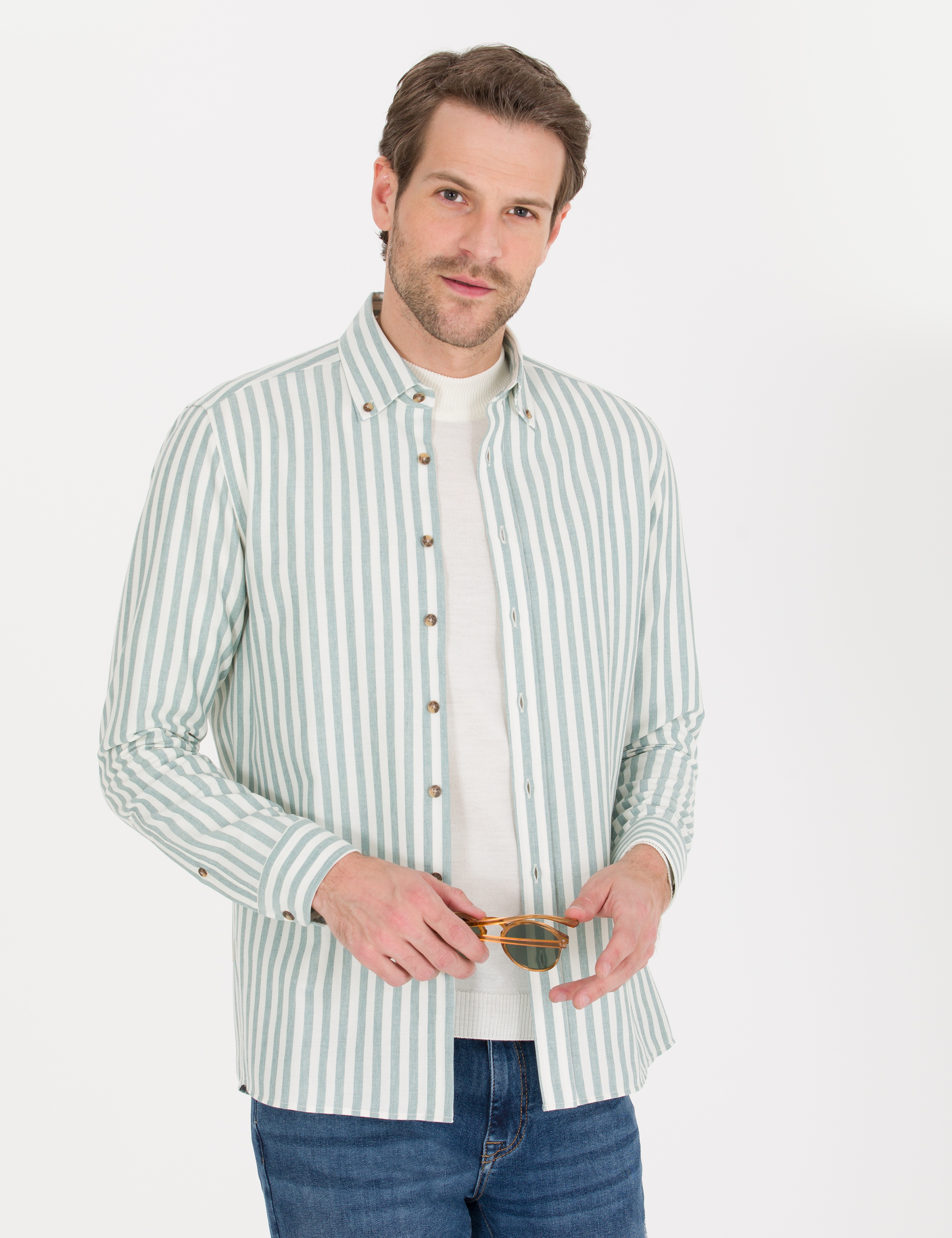 Mint Regular Fit Uzun Kollu Gömlek - Image 4
