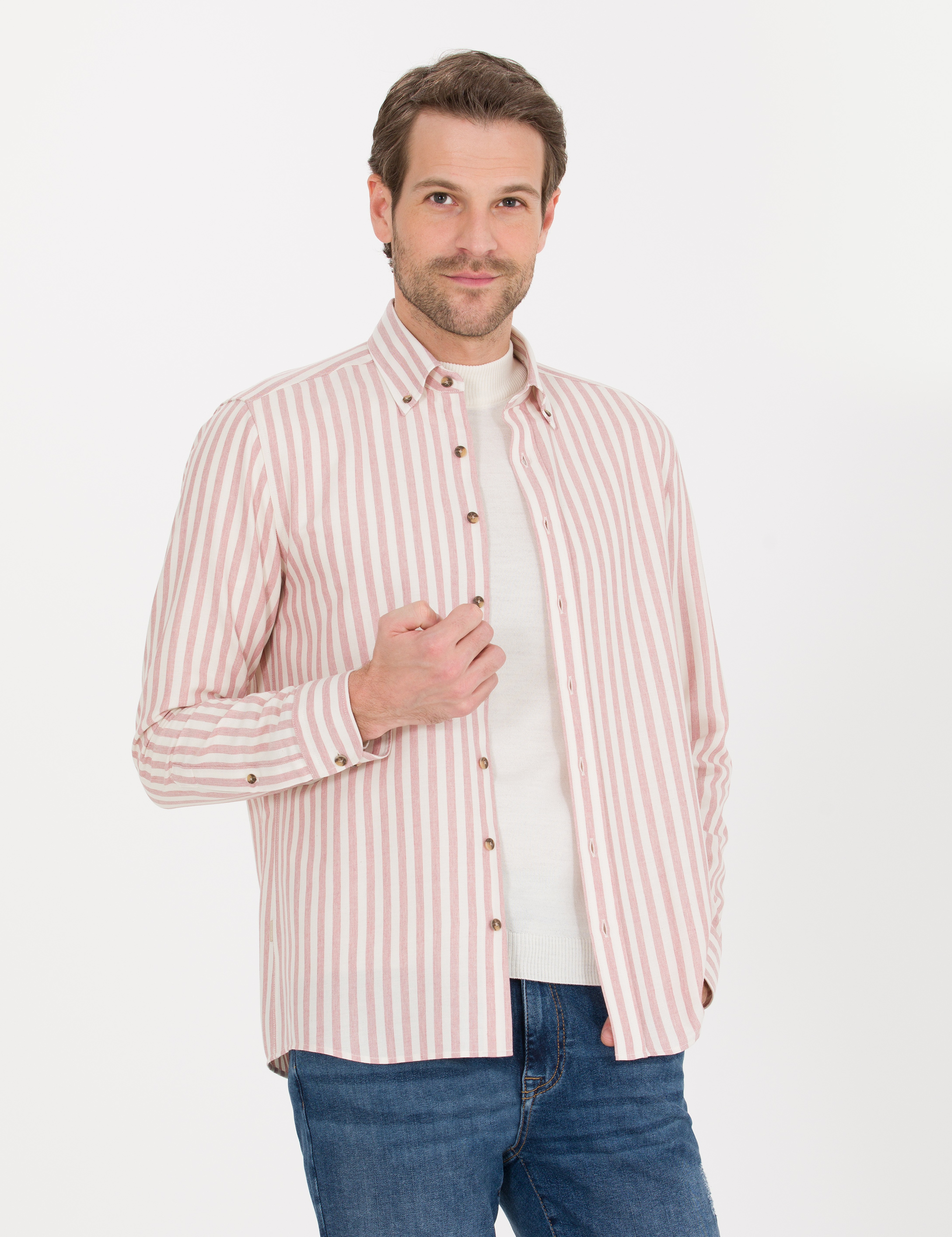 Pembe Regular Fit Uzun Kollu Gömlek - Image 3