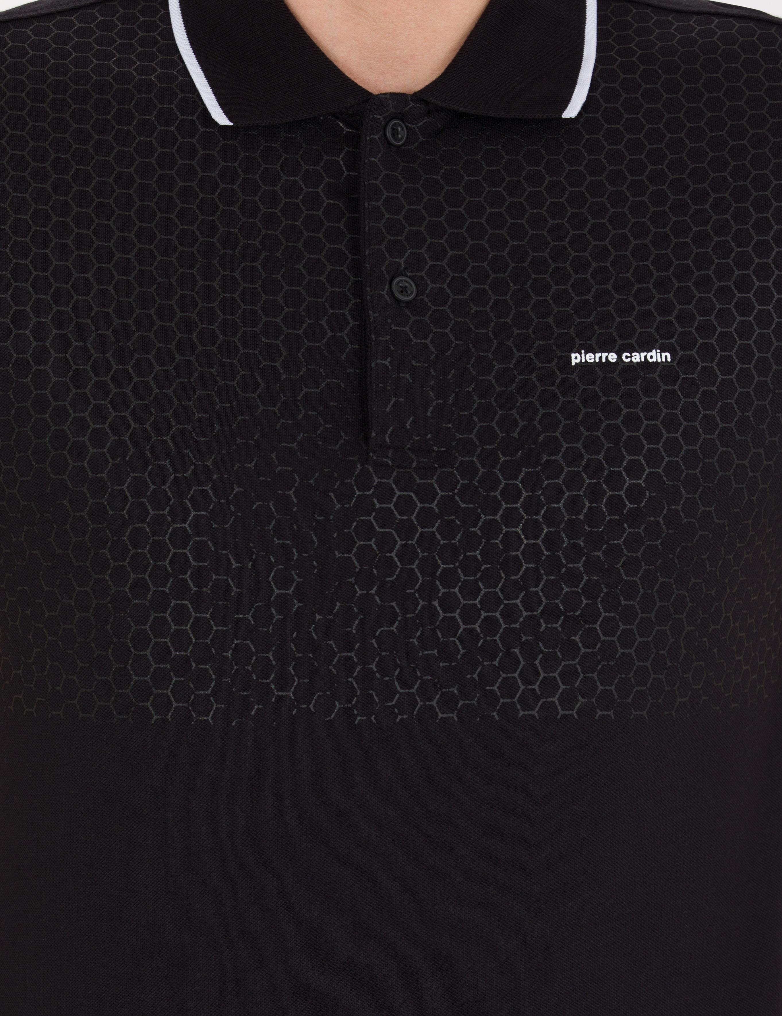 Siyah Slim Fit Baskılı Polo Yaka Tişört