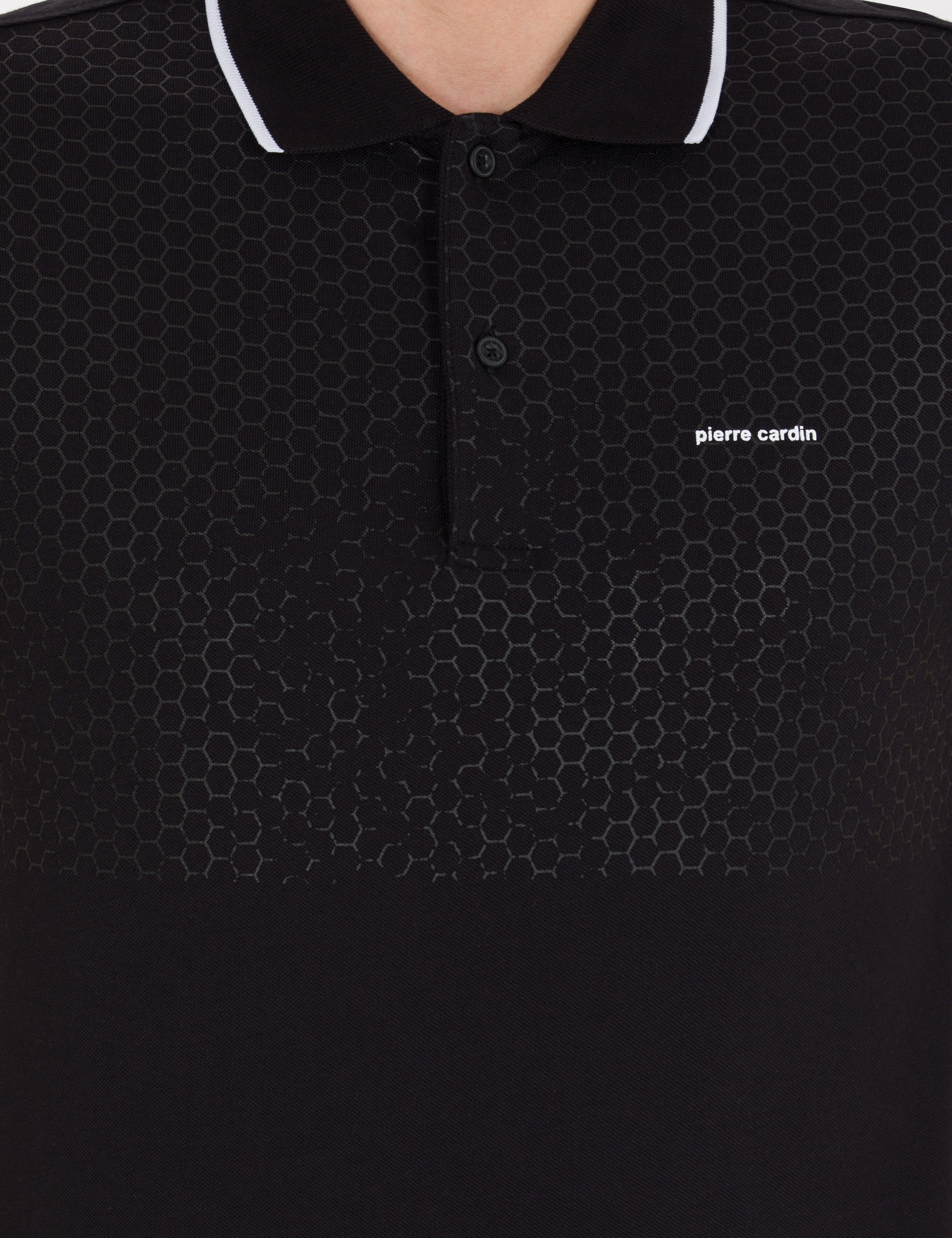 Siyah Slim Fit Baskılı Polo Yaka Tişört