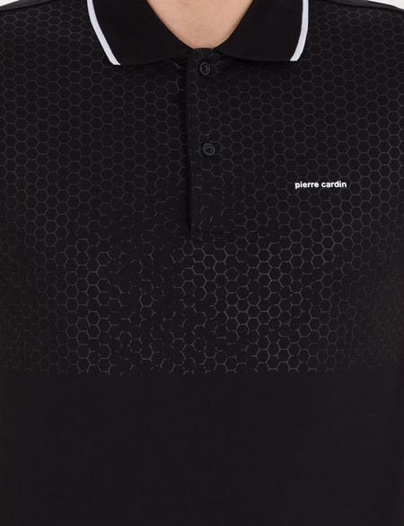 Siyah Slim Fit Baskılı Polo Yaka Tişört - 50253703025