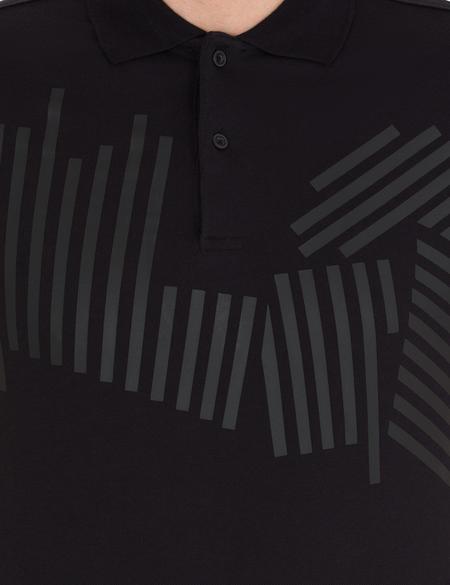 Siyah Göğüs Baskılı Slim Fit Tişört - 50253949016