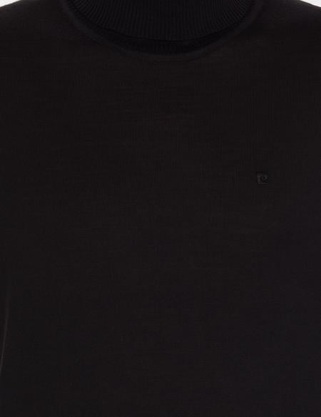 Siyah Slim Fit Balıkçı Yaka Yün Karışımlı Basic Triko Kazak - 50257302061