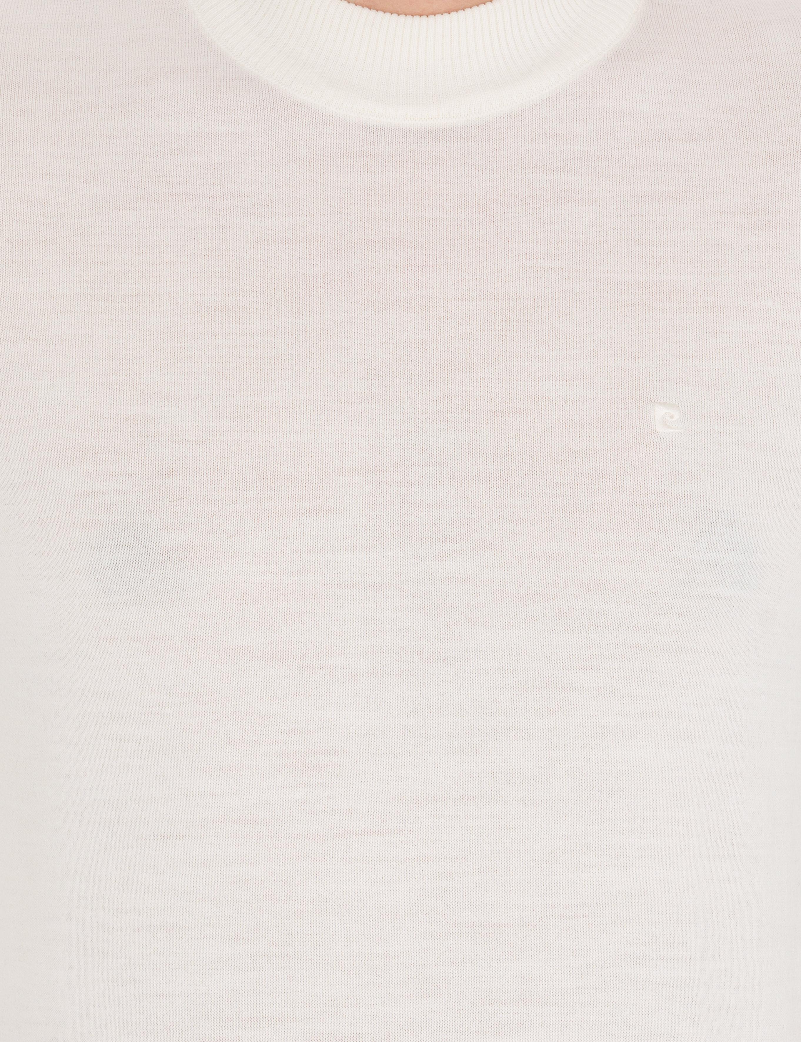 Ekru Slim Fit Çeyrek Yaka Yün Karışımlı Basic Triko Kazak