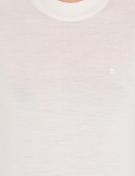 Ekru Slim Fit Çeyrek Yaka Yün Karışımlı Basic Triko Kazak - 50257311001