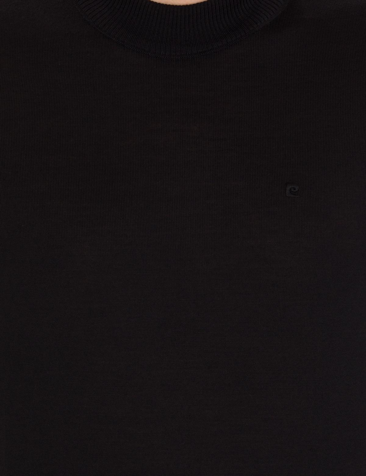 Siyah Slim Fit Çeyrek Yaka Yün Karışımlı Basic Triko Kazak - 50257311028