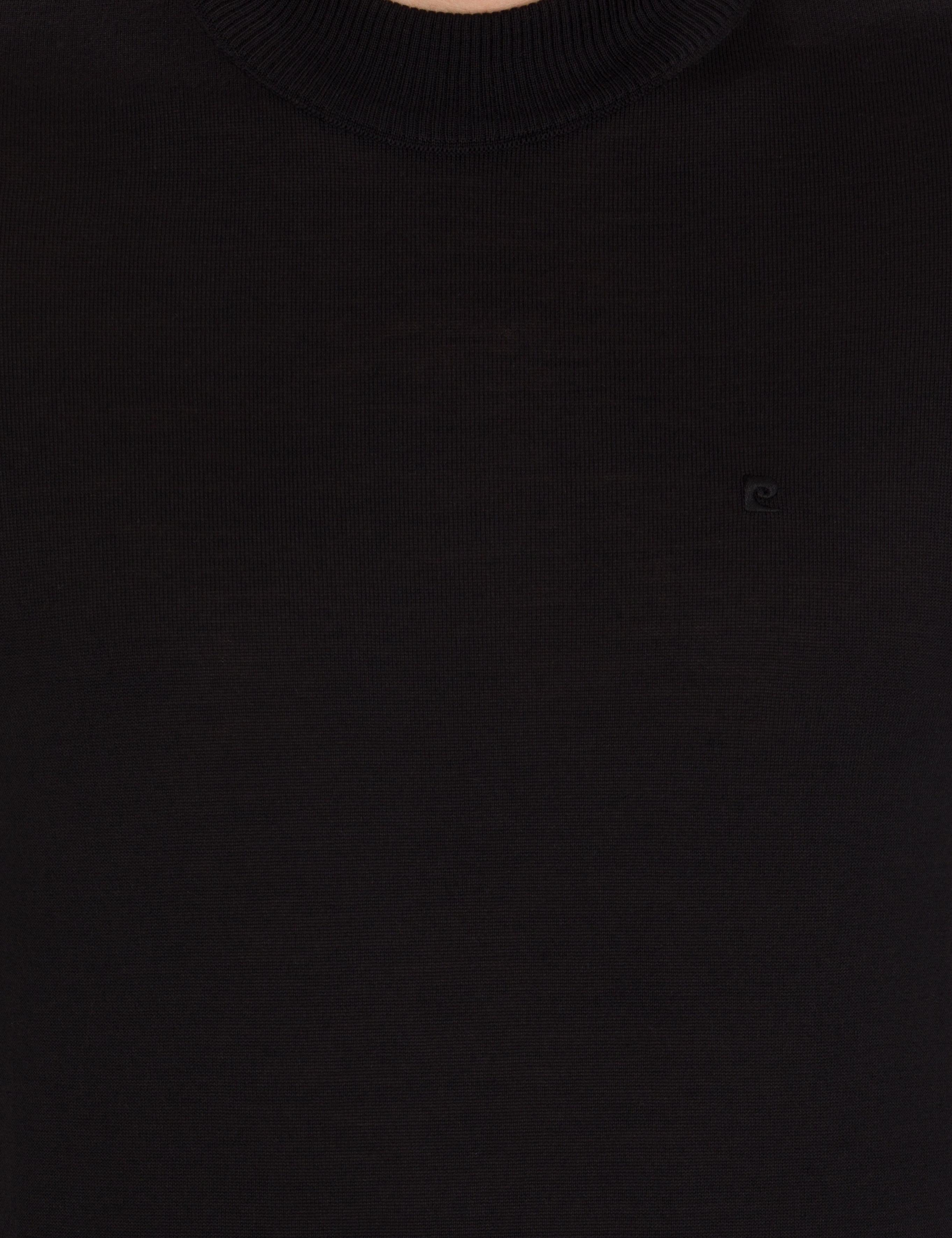 Siyah Slim Fit Çeyrek Yaka Yün Karışımlı Basic Triko Kazak