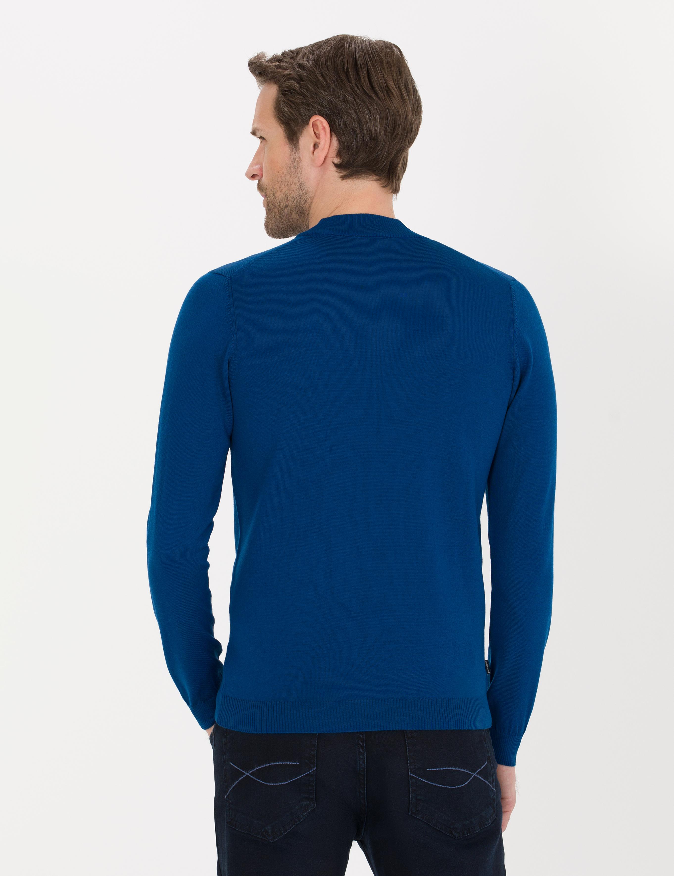 İndigo Slim Fit Çeyrek Yaka Yün Karışımlı Basic Triko Kazak