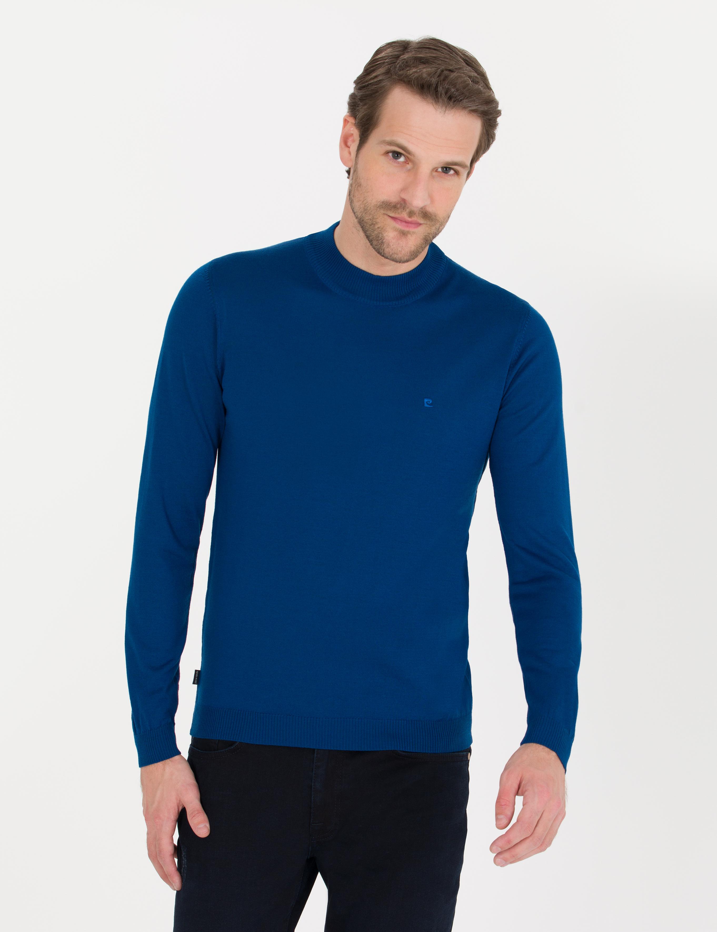 İndigo Slim Fit Çeyrek Yaka Yün Karışımlı Basic Triko Kazak