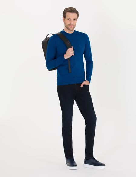 İndigo Slim Fit Çeyrek Yaka Yün Karışımlı Basic Triko Kazak - 50257311034