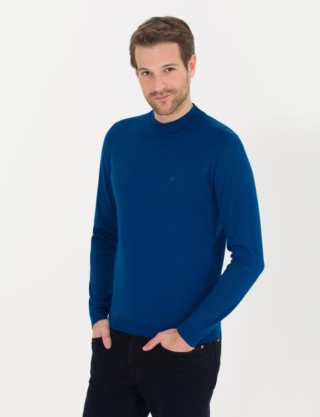 İndigo Slim Fit Çeyrek Yaka Yün Karışımlı Basic Triko Kazak - 50257311034